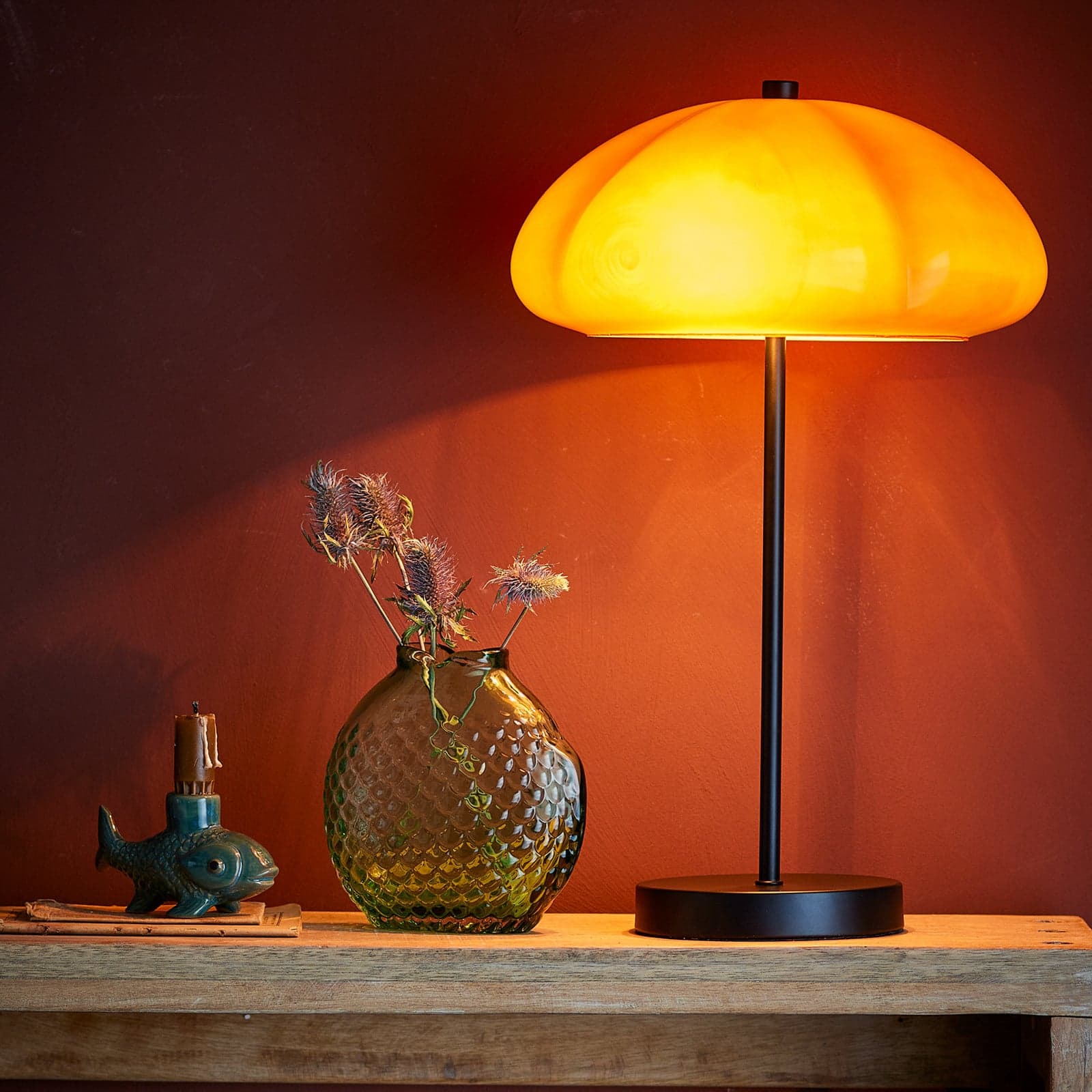 Kinoko bordlampe, glass, gul - BLOOMINGVILLE - Stue - Med en lyskilde