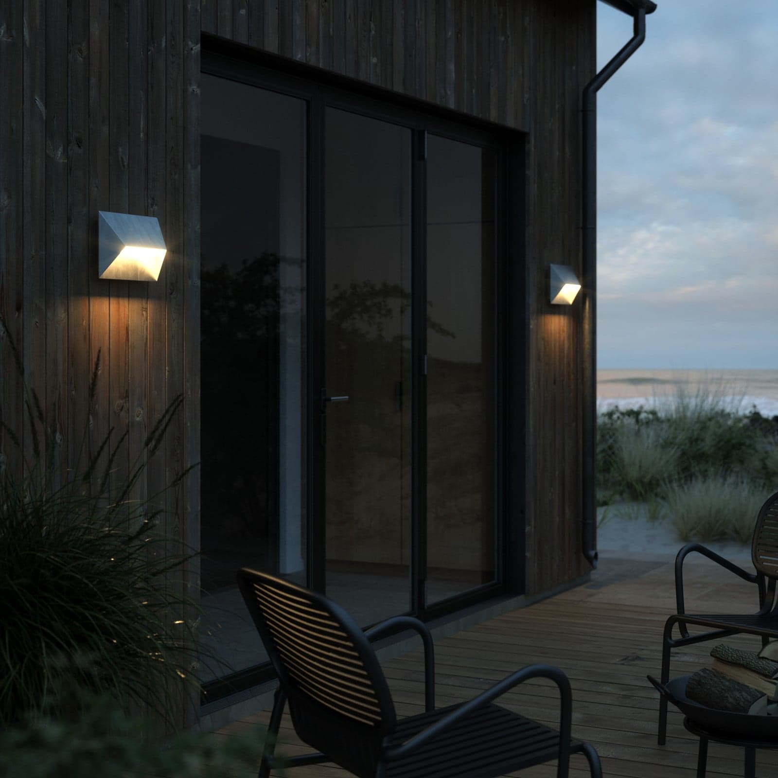 Pontio 27 Utendørs Vegglampe Galvanized Steel - Nordlux - Moderne - Metall - Kantet