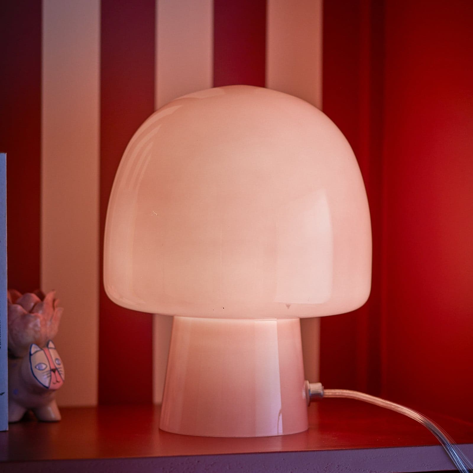 Paddy bordlampe, rosa, glass, høyde 26,5 cm - BLOOMINGVILLE - Stue - Ungdommelig - Med en lyskilde