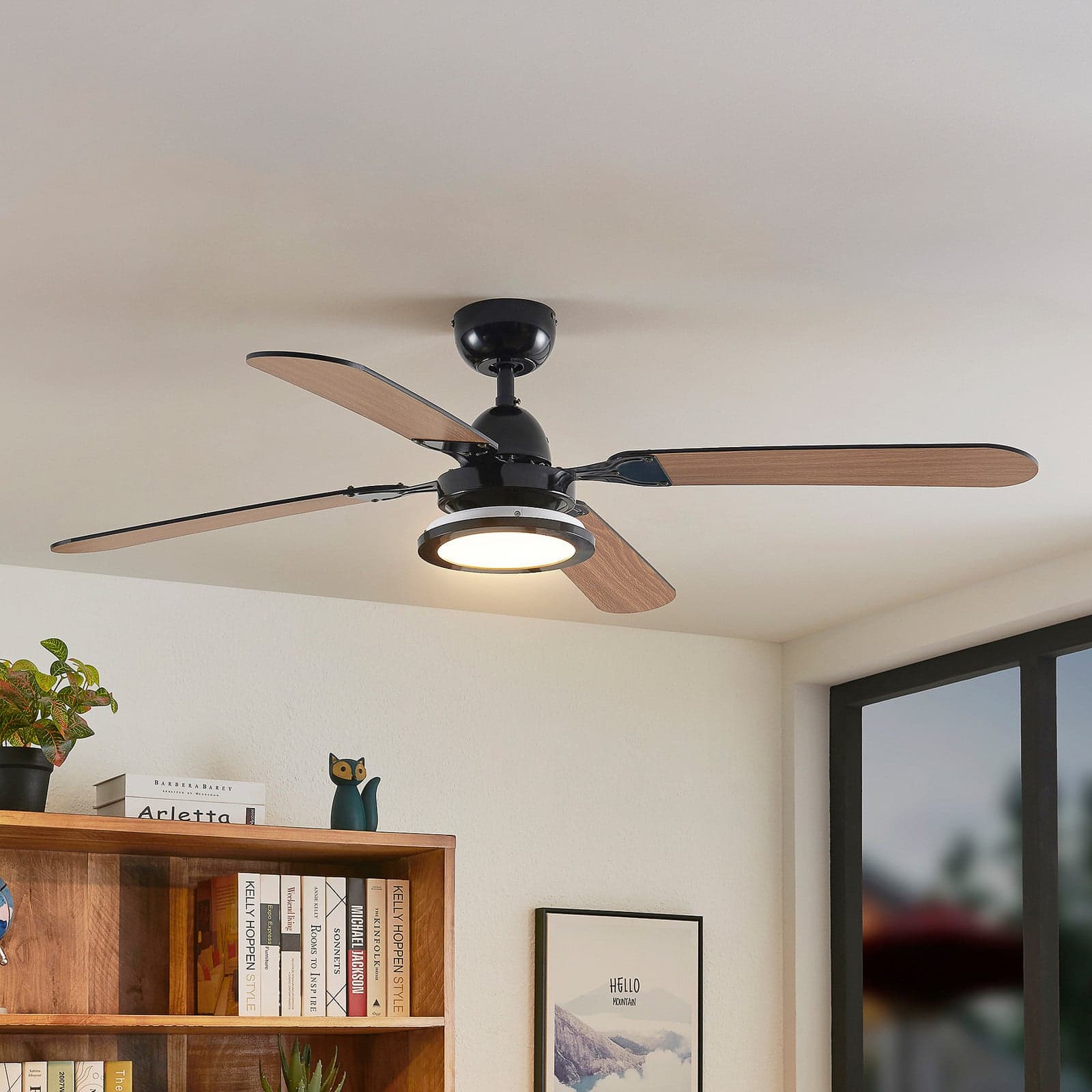 Tedric LED-takvifte, svart, stillegående, 133 cm – Lucande - Stue - Vintage - Metall