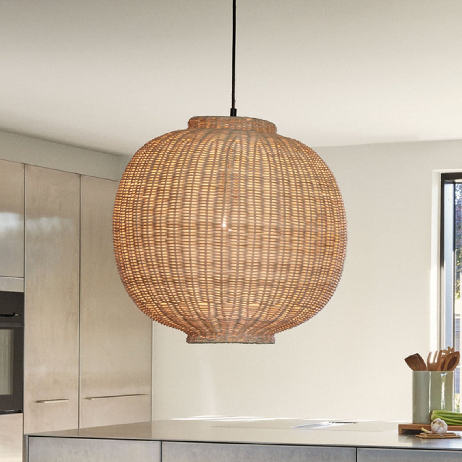 Chand Pendel Round Nature - Hübsch - Stue - Design - Tre - Med en lyskilde