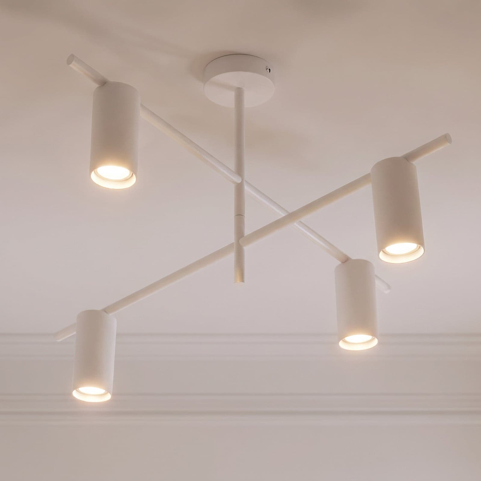 Marilou taklampe, 4 lyskilder, hvit, Ø 70 cm – Lindby - Stue - Moderne - Metall - Med flere lyskilder