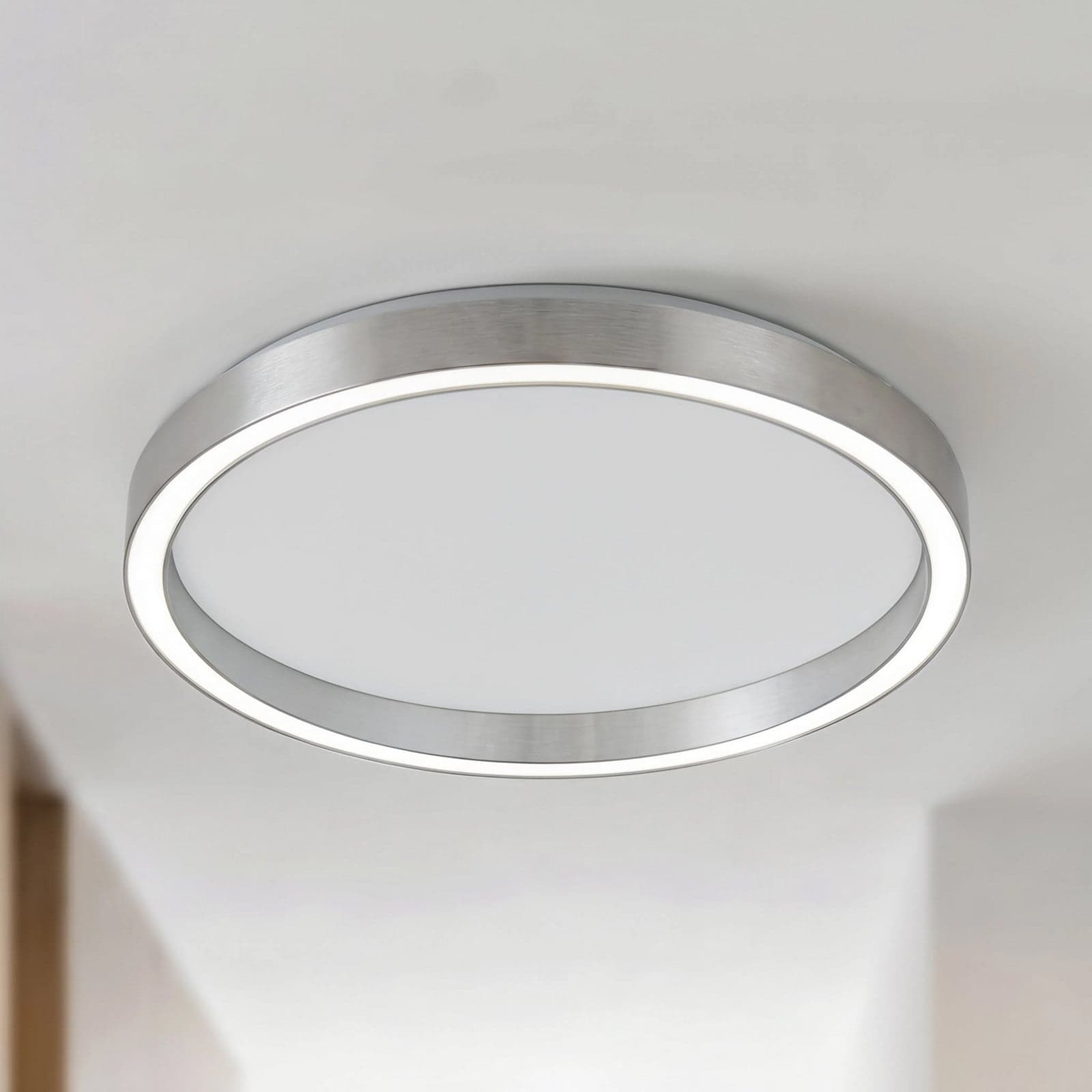 Rotundo LED-taklampe, børstet aluminium, dimbar, Ø 40 cm – Lucande - Stue - Moderne - Plast - Med en lyskilde