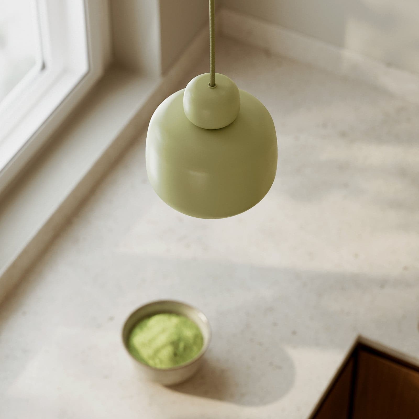 Stone pendellampe Small, grønn, metall, Ø 16 cm - Woud - Kjøkken - Design - Med en lyskilde