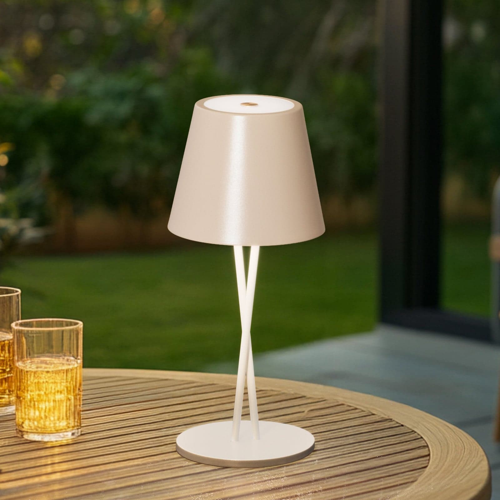 Janea Cross Portable Bordlampe Dim. IP54 Beige - Lindby - Terrasse - Moderne - Metall - Med en lyskilde
