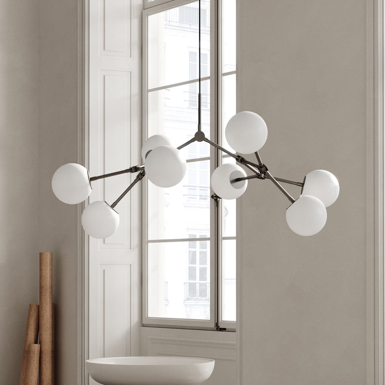Drop Bulp Mini lysekrone, 97 cm lang, grå – 101 Copenhagen - Stue - Moderne - Glass - Med flere lyskilder