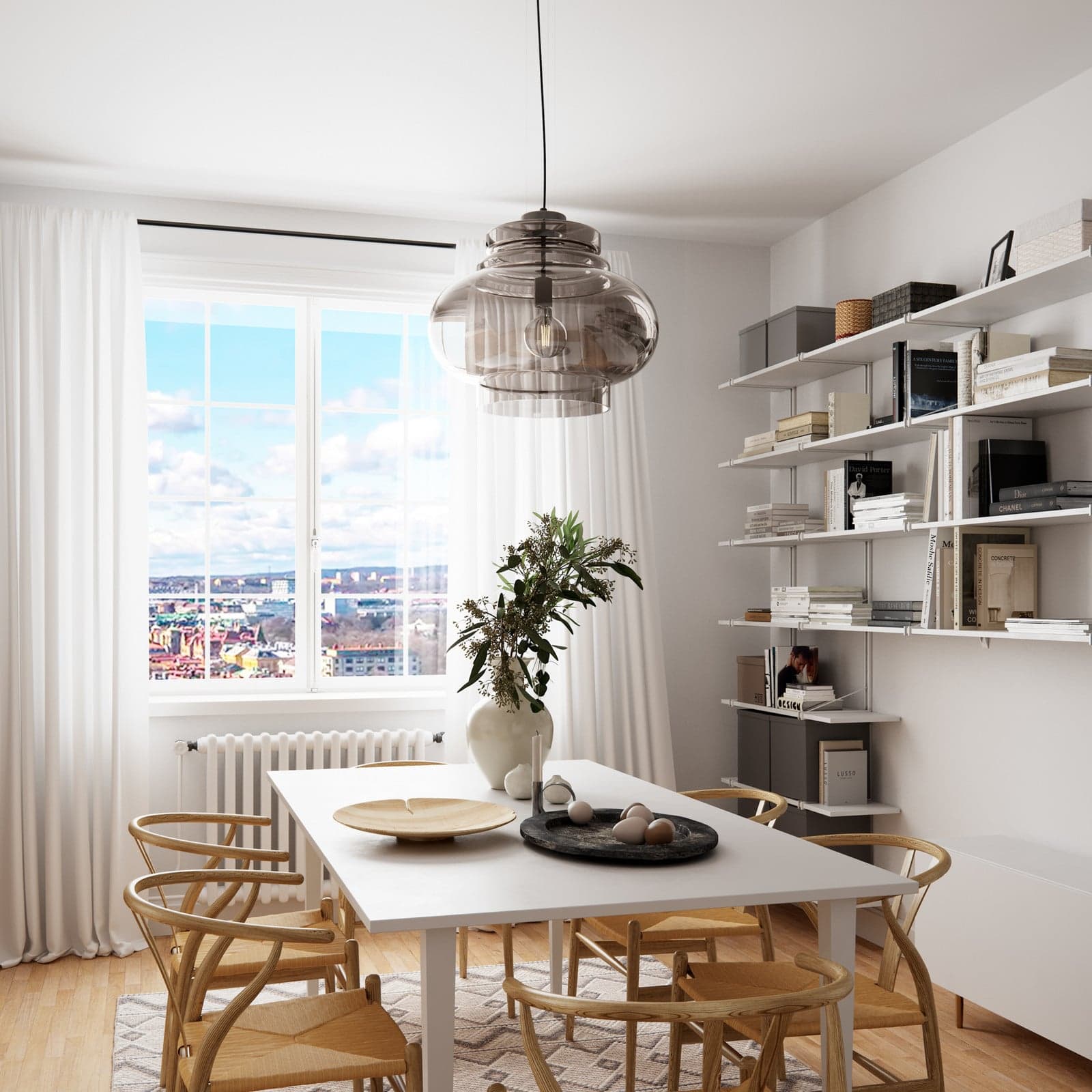 Dolores pendellampe Ø30 Grey - By Rydéns - Stue - Skandinavisk - Glass - Med skjerm