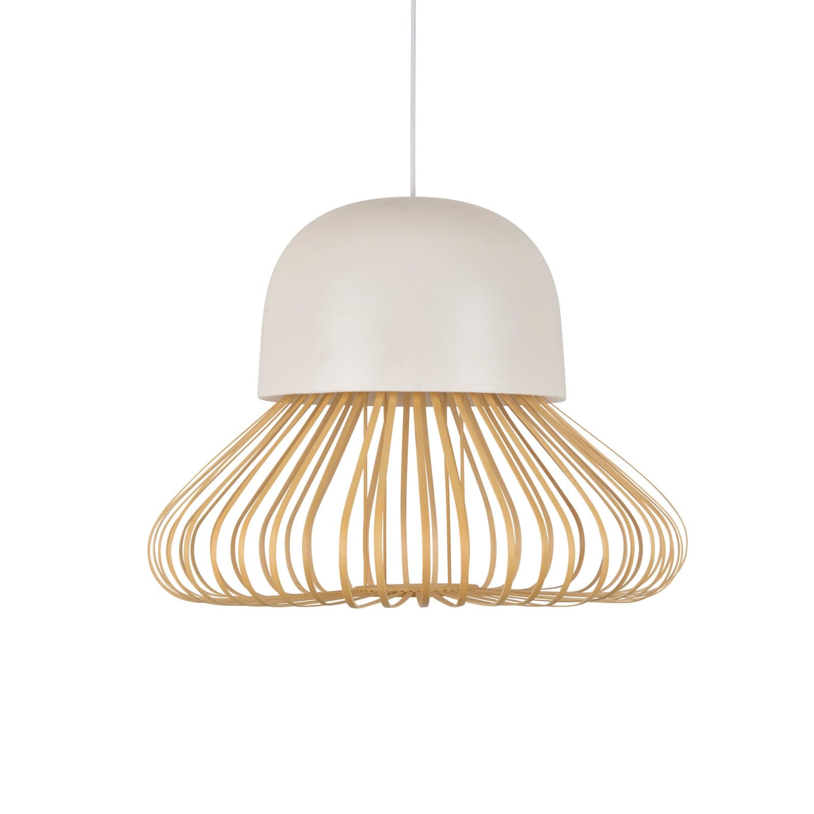 Anemos L hengelampe, hvit, Ø 55 cm - Forestier - Spisestue - Design - Bambus - Med en lyskilde