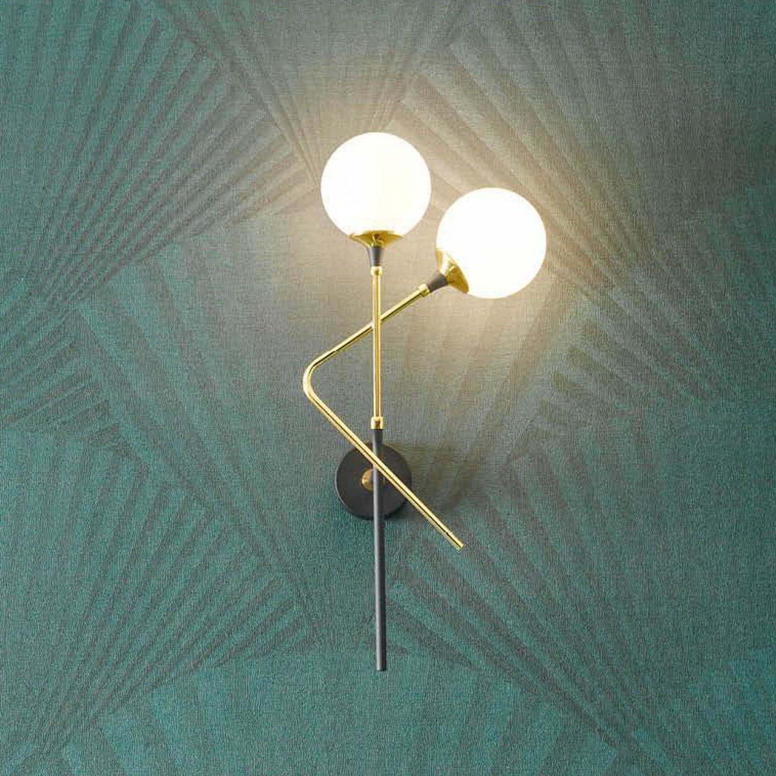 Galassia vegglampe, øverst/venstre, gullfarget, 2 lyskilder - Stilnovo - Stue - Design - Messing - Med flere lyskilder