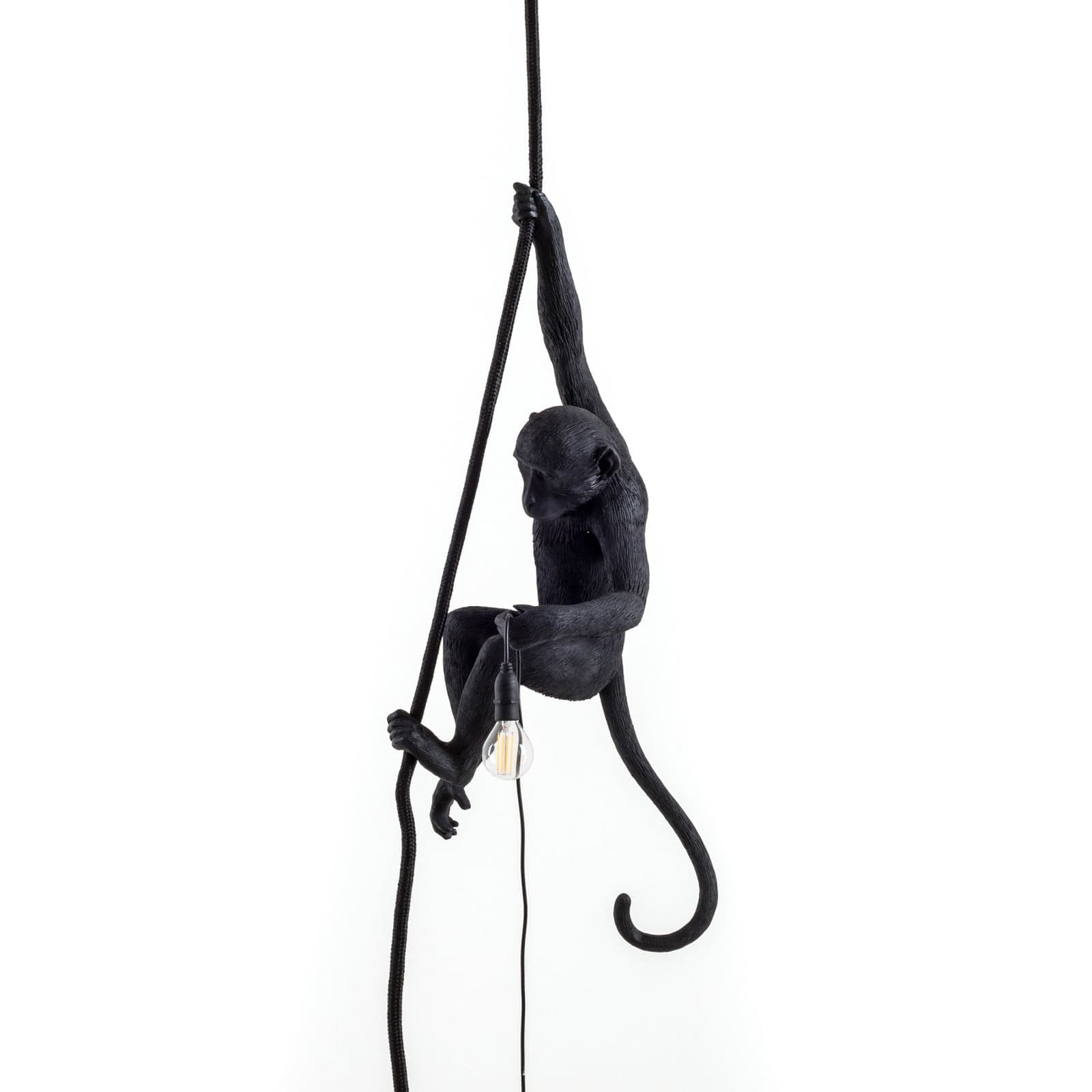 Monkey With Rope Utendørs Pendel Svart - Seletti Monkey Lamp - Design - Plast