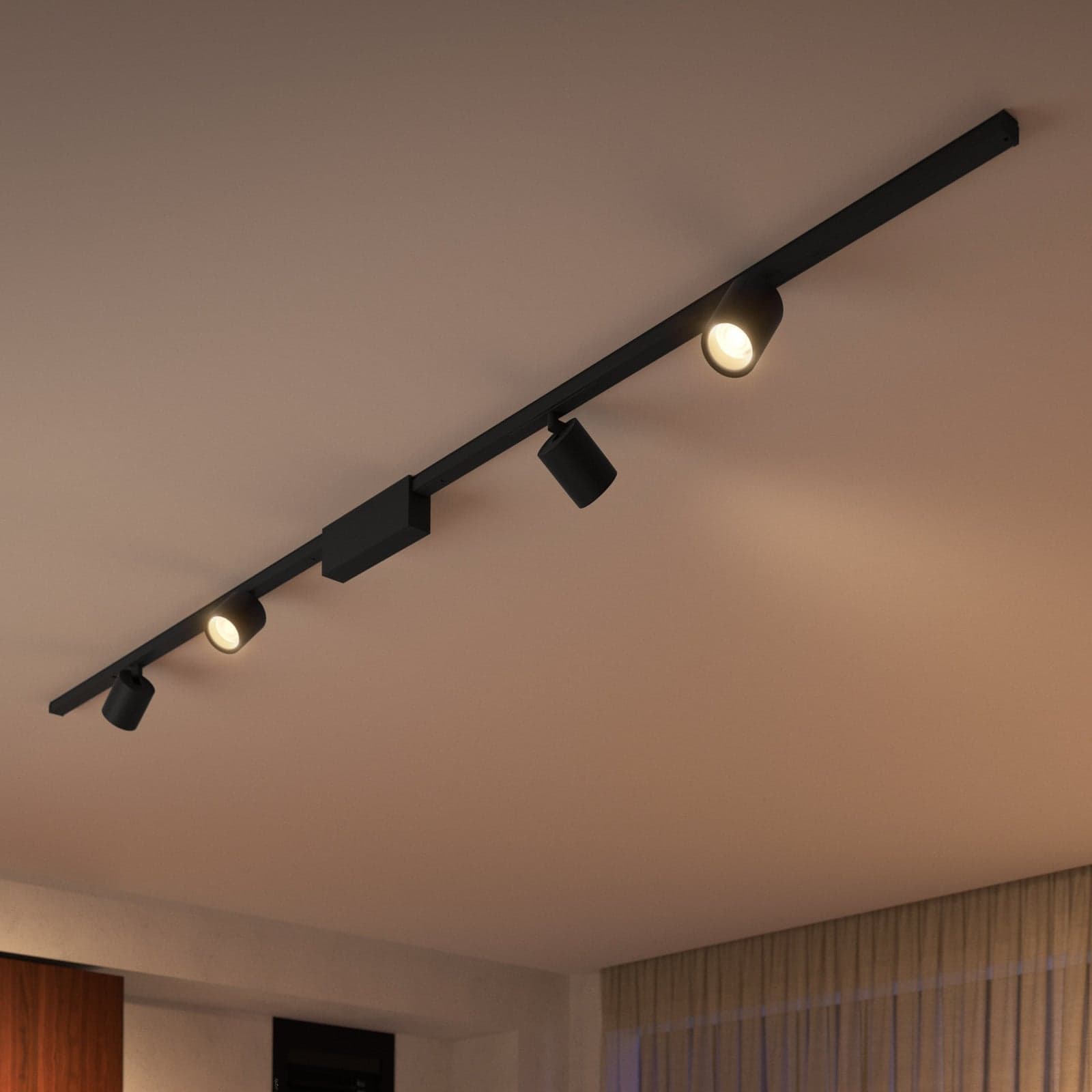 Perifo skinnesystem 4x spotter svart - Philips Hue - Arbeidsrom / kontor - Moderne - Metall - Med flere lyskilder