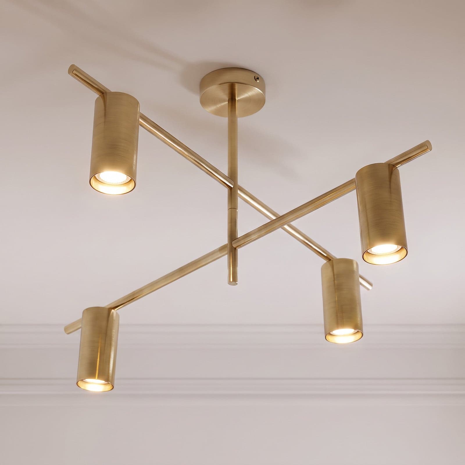 Marilou taklampe, 4 lyskilder, messing, Ø 70 cm – Lindby - Stue - Moderne - Metall - Med flere lyskilder