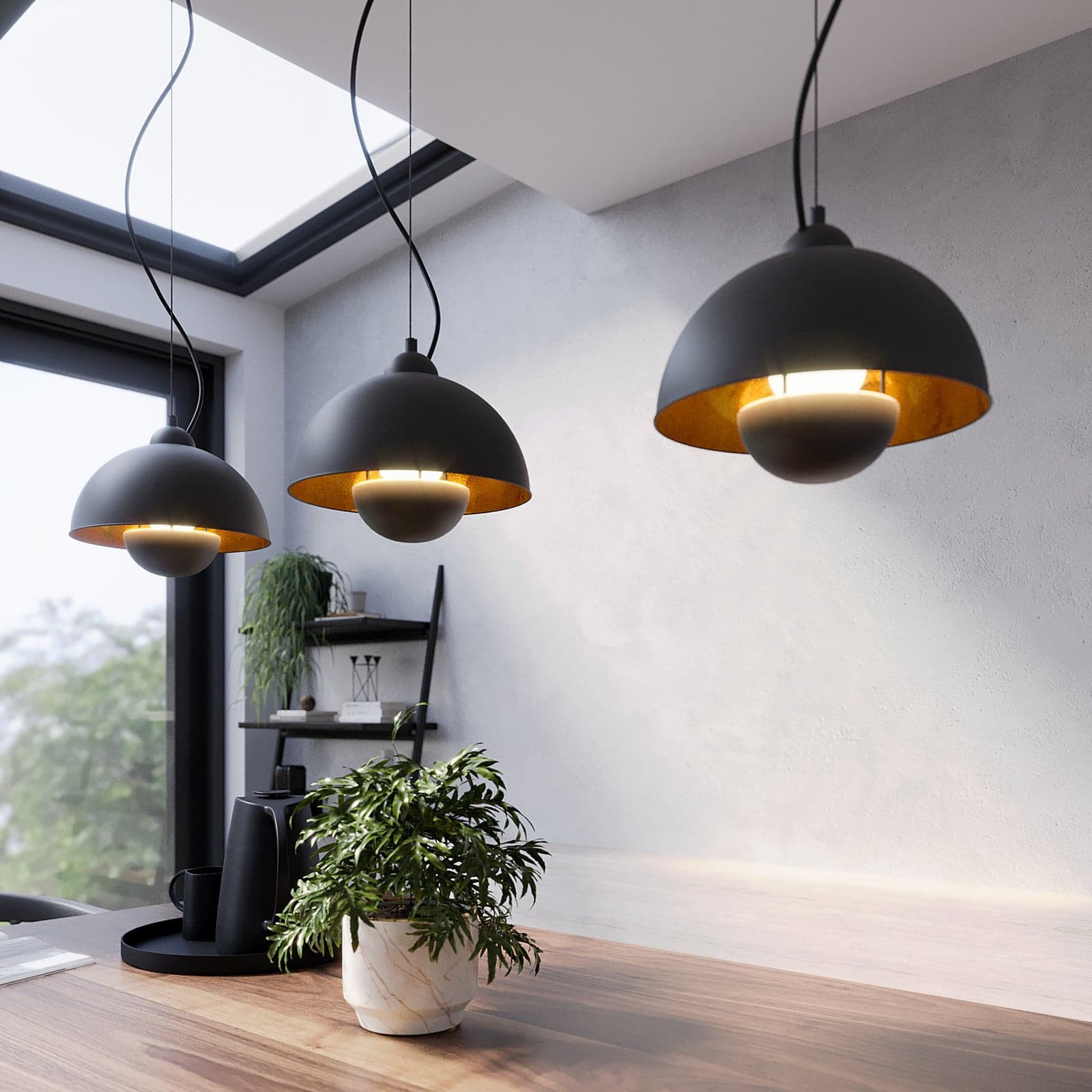 Gretja 3 Pendel Black/Gold - Lindby - Stue - Moderne - Metall - Med flere lyskilder