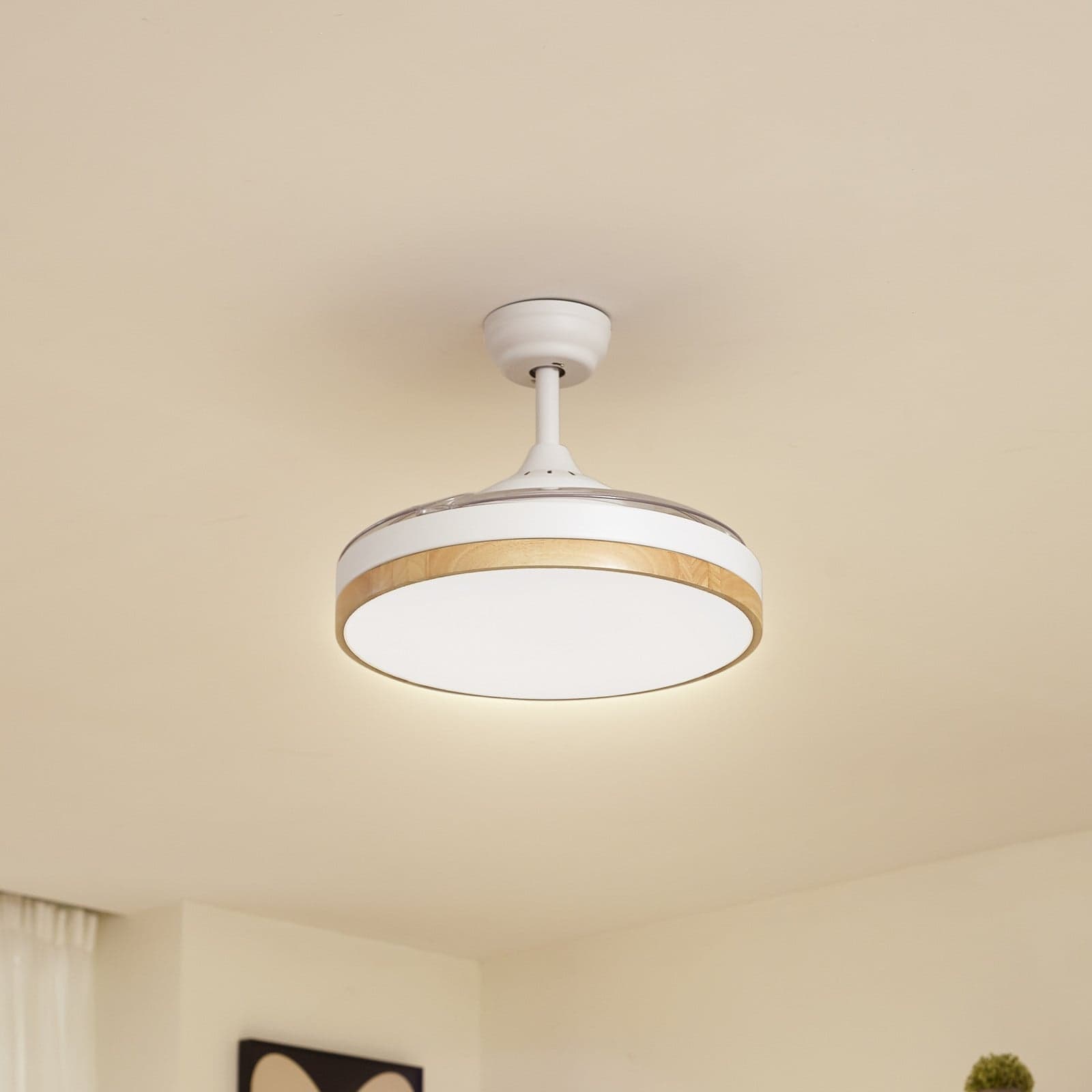 Oras LED-takvifte, hvit, DC, stillegående, Ø 107 cm – Lindby - Stue - Moderne - Plast - Med en lyskilde