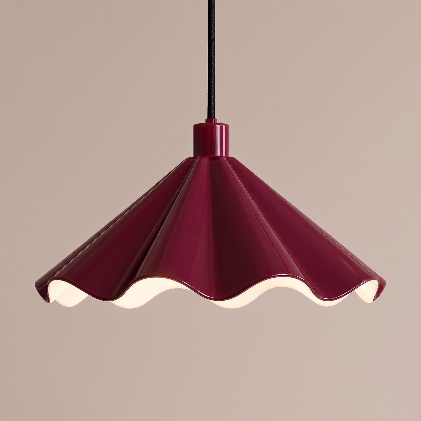 Lilliet hengelampe, metall, mørkerød, Ø 34 cm, E27 – Lindby - Stue - Moderne - Med en lyskilde