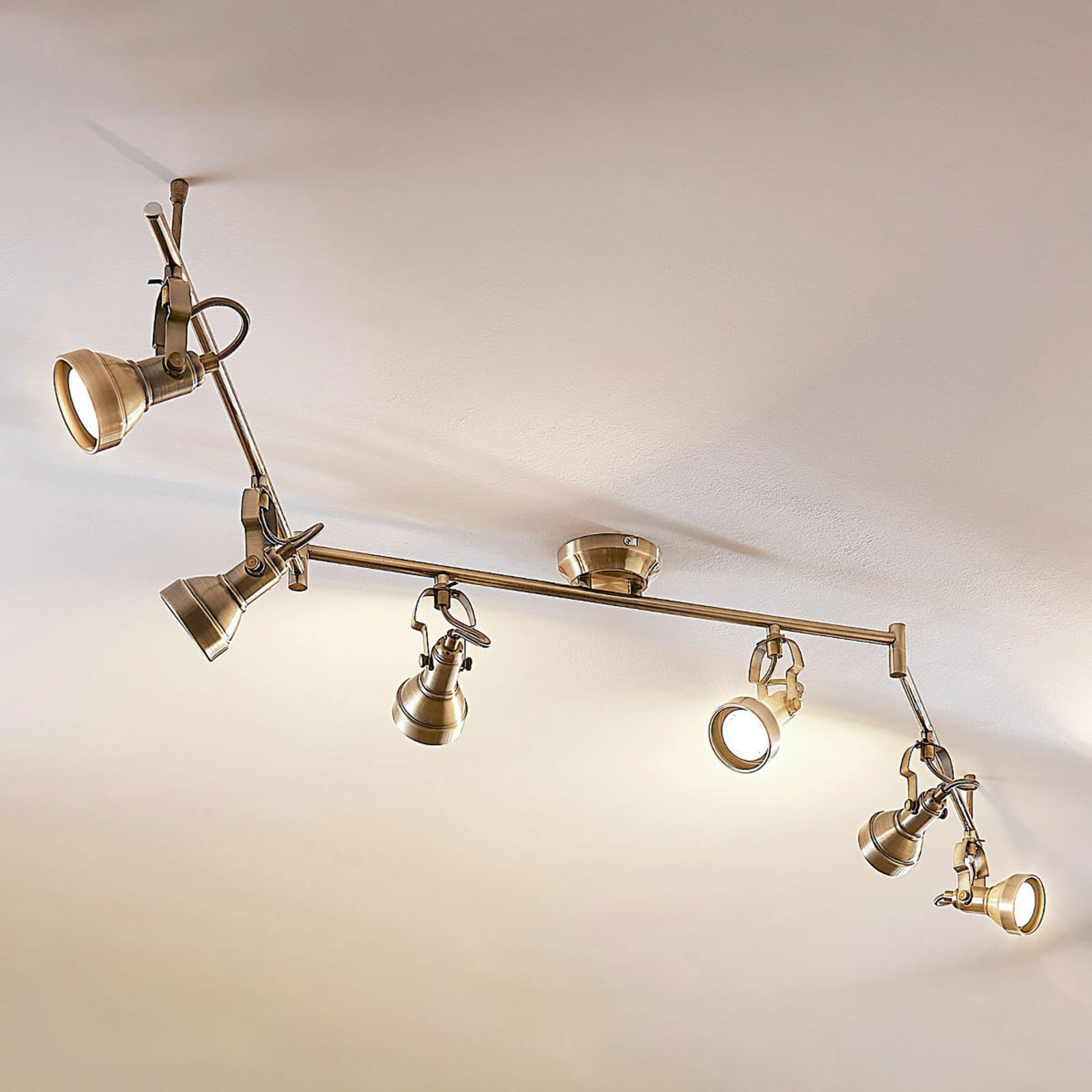Perseas 6 LED Taklampe Antique Brass - Lindby - Stue - Antikk - Metall - Med flere lyskilder