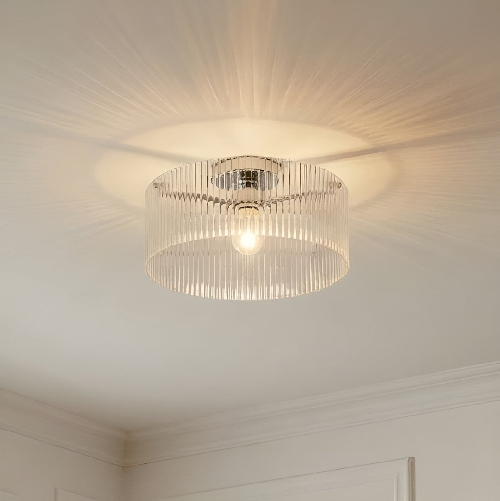Meritt taklampe, krom/klar, Ø 40 cm, glass - Lucande - Stue - Moderne - Med en lyskilde