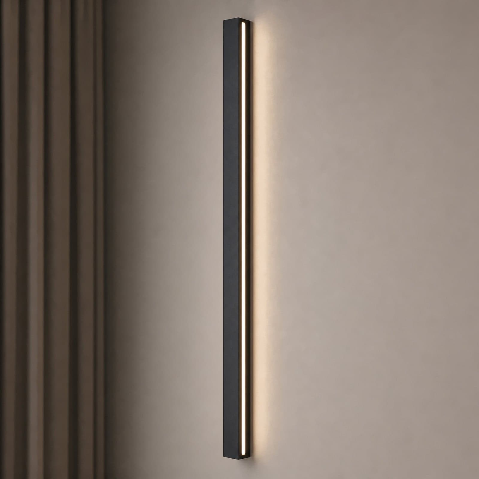 Kinsley LED-vegglampe, svart, dimbar, 90 cm, CCT – Lucande - Stue - Moderne - Metall - Kantet