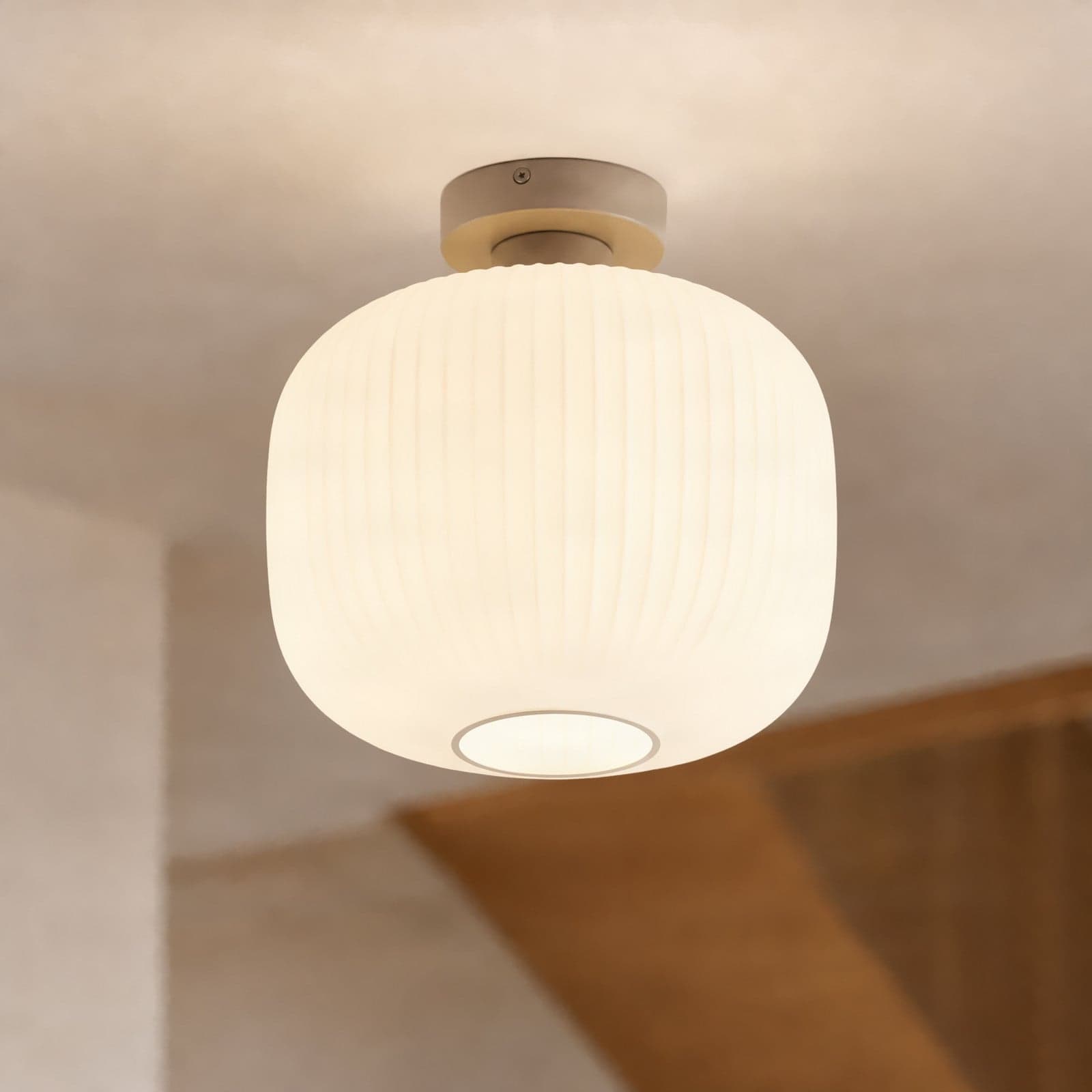 Evey taklampe, Ø 25 cm, hvit/beige, glass – Nola - Stue - Skandinavisk - Rund