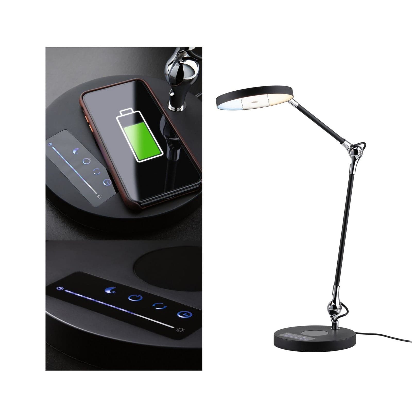Numis Qi LED-bordlampe, med Qi trådløs lading - Paulmann - Arbeidsrom / kontor - Moderne - Metall - Med en lyskilde