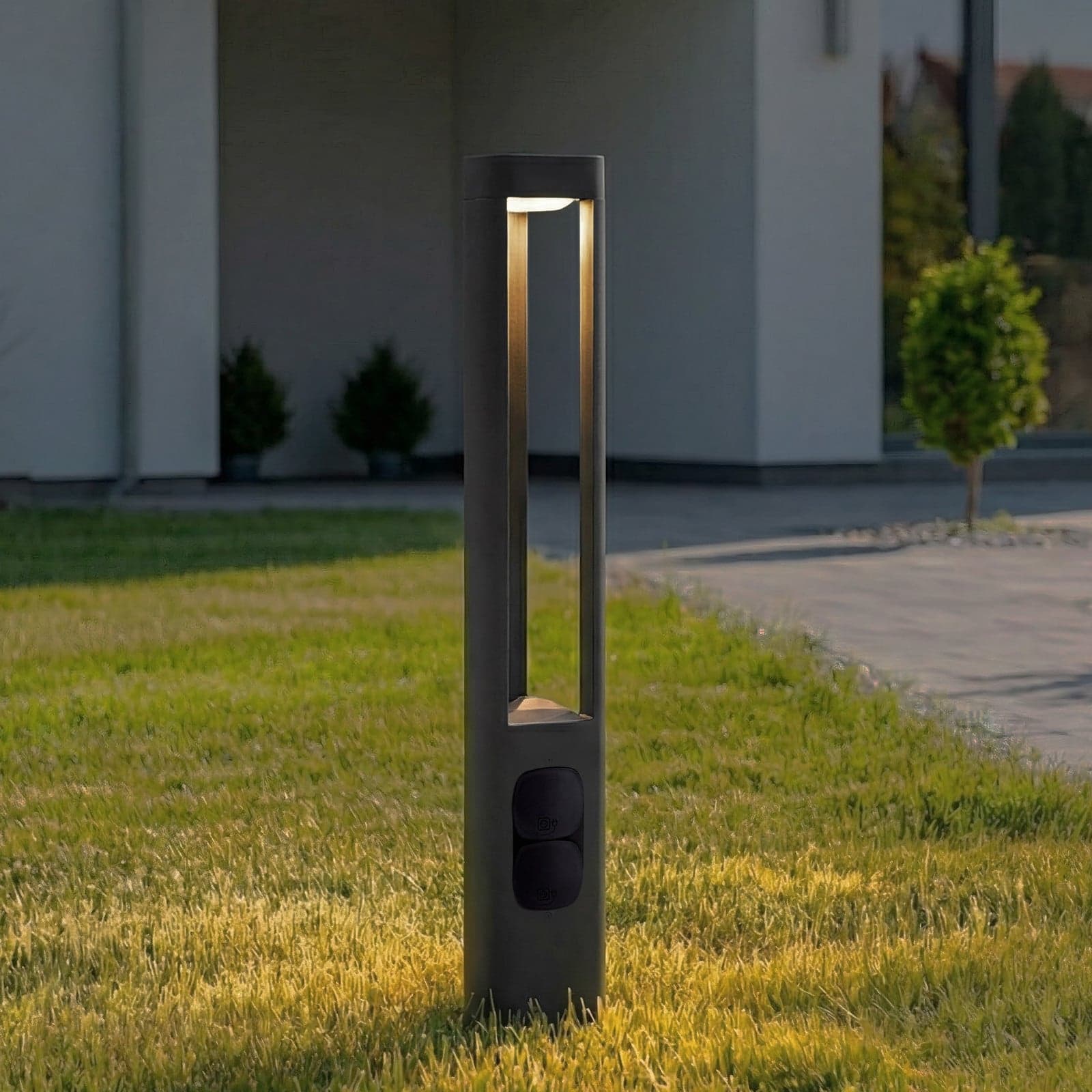 Pirron LED-gatelampe, stikkontakt, høyde 80 cm, IP54 - Lucande - Terrasse - Moderne - Metall - Med en lyskilde
