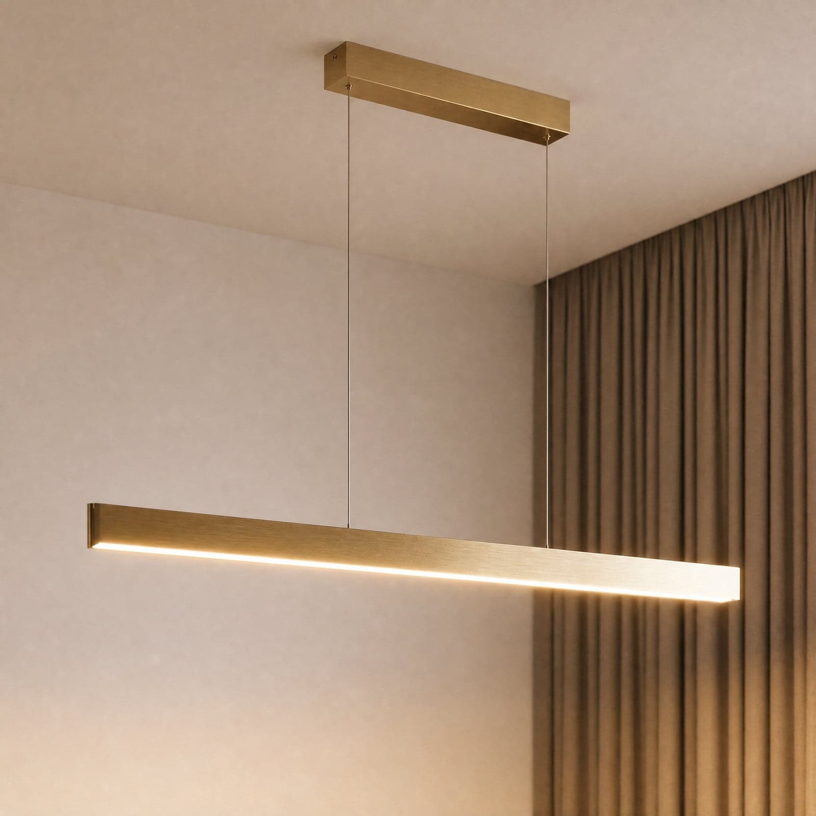 Mylosh LED-hengelampe, 150 cm, gull, CCT, dimbar – Lucande - Spisestue - Moderne - Aluminium - Lineær