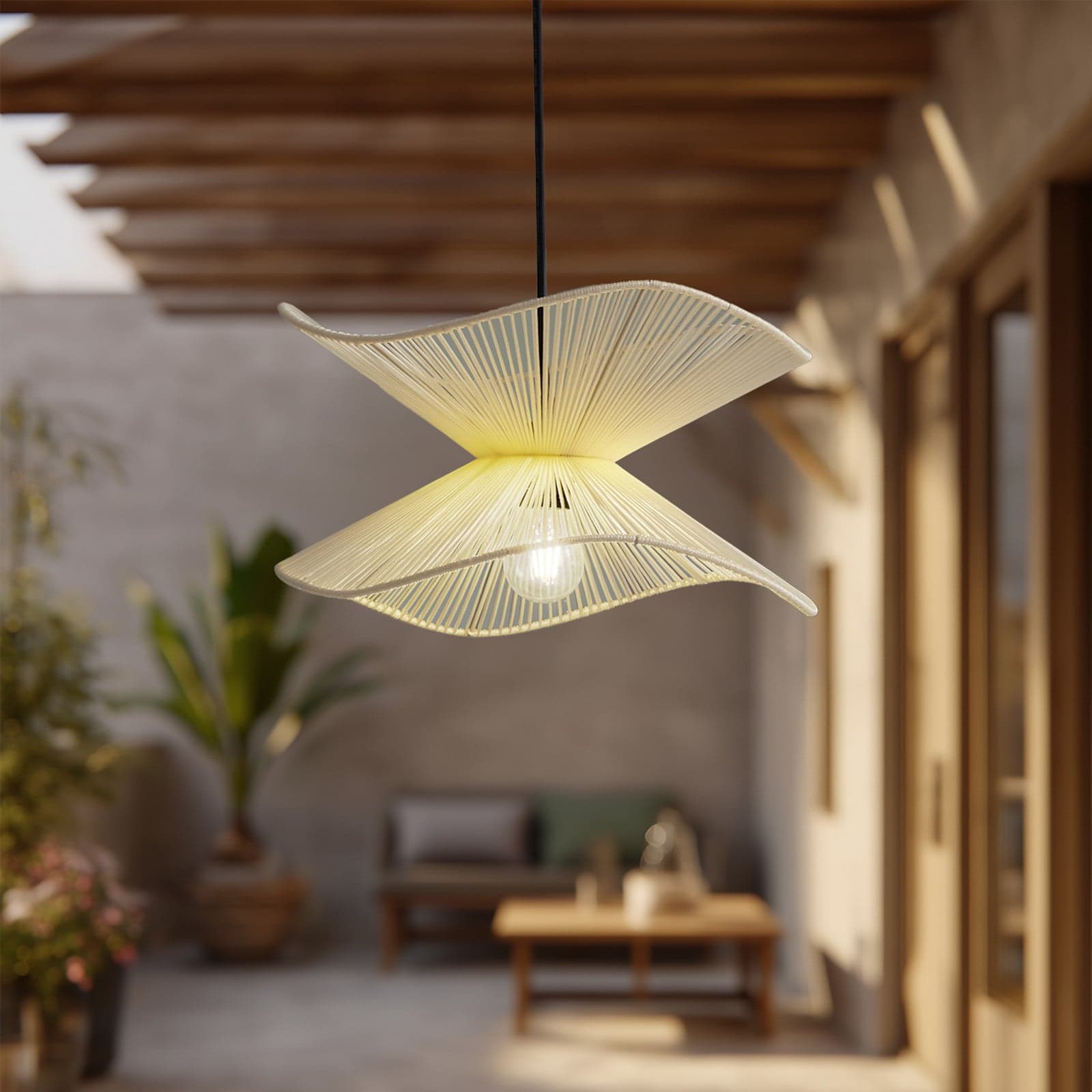 Valdorin Utendørs Pendel Beige - Lindby - Terrasse - Moderne - Stoff / Tekstil - Med en lyskilde