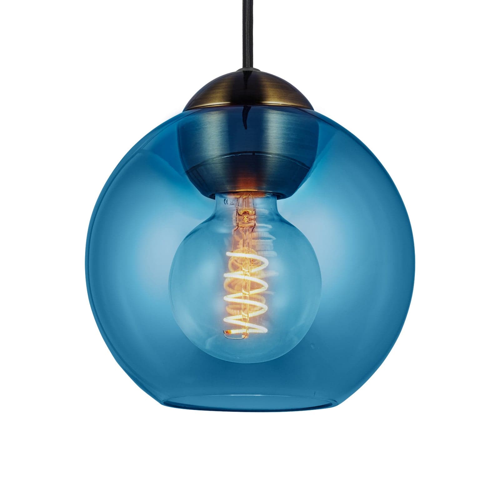 BUBBLES hengelampe, blå, Ø 18 cm, glass, E27 – Halo Design - Stue - Med en lyskilde