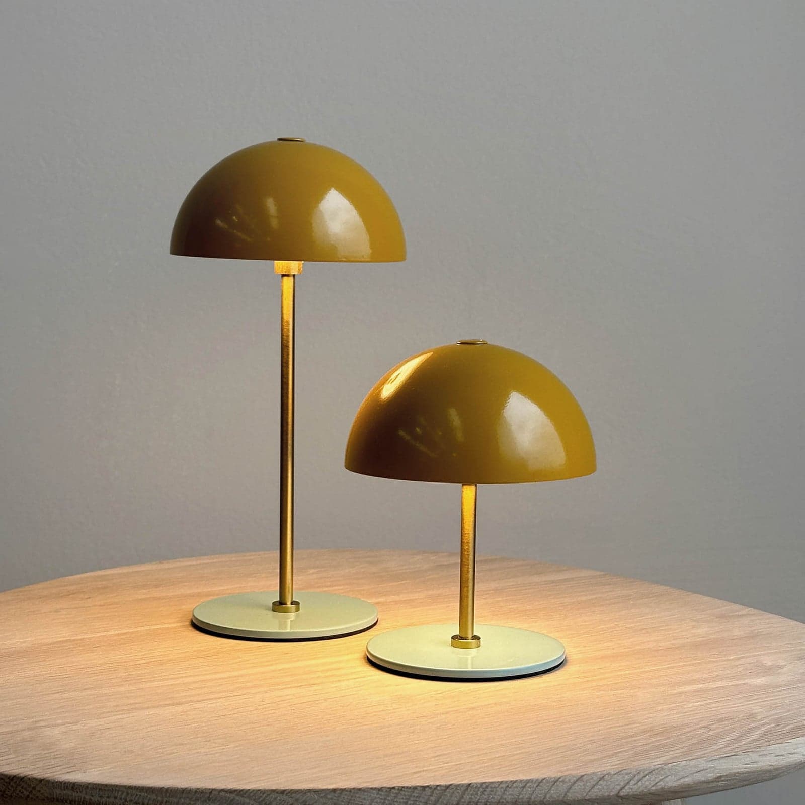Along LED-bordlampe med batteri, karri, sett med 2 stk. - Dyberg Larsen - Stue - Skandinavisk - Metall - Med skjerm