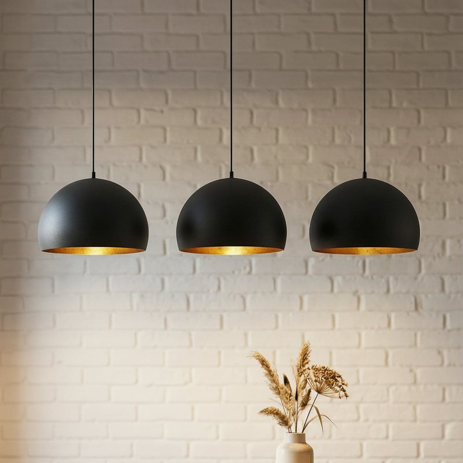 Tarjei Pendel L120 Black/Gold - Lindby - Stue - Moderne - Metall - Med flere lyskilder
