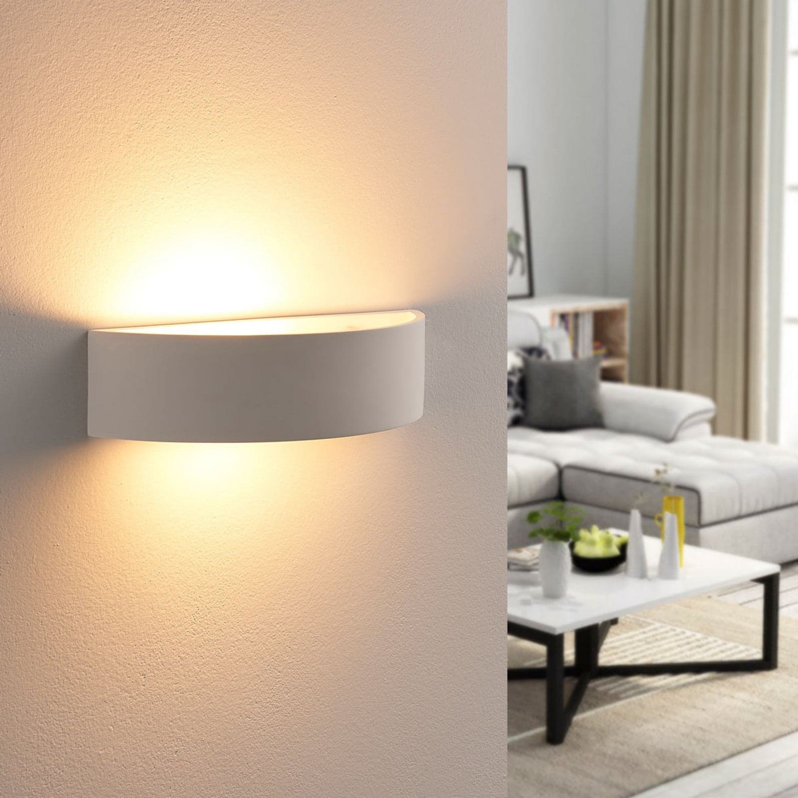 Aurel Vegglampe White - Lindby - Stue - Moderne - Gips / Leire