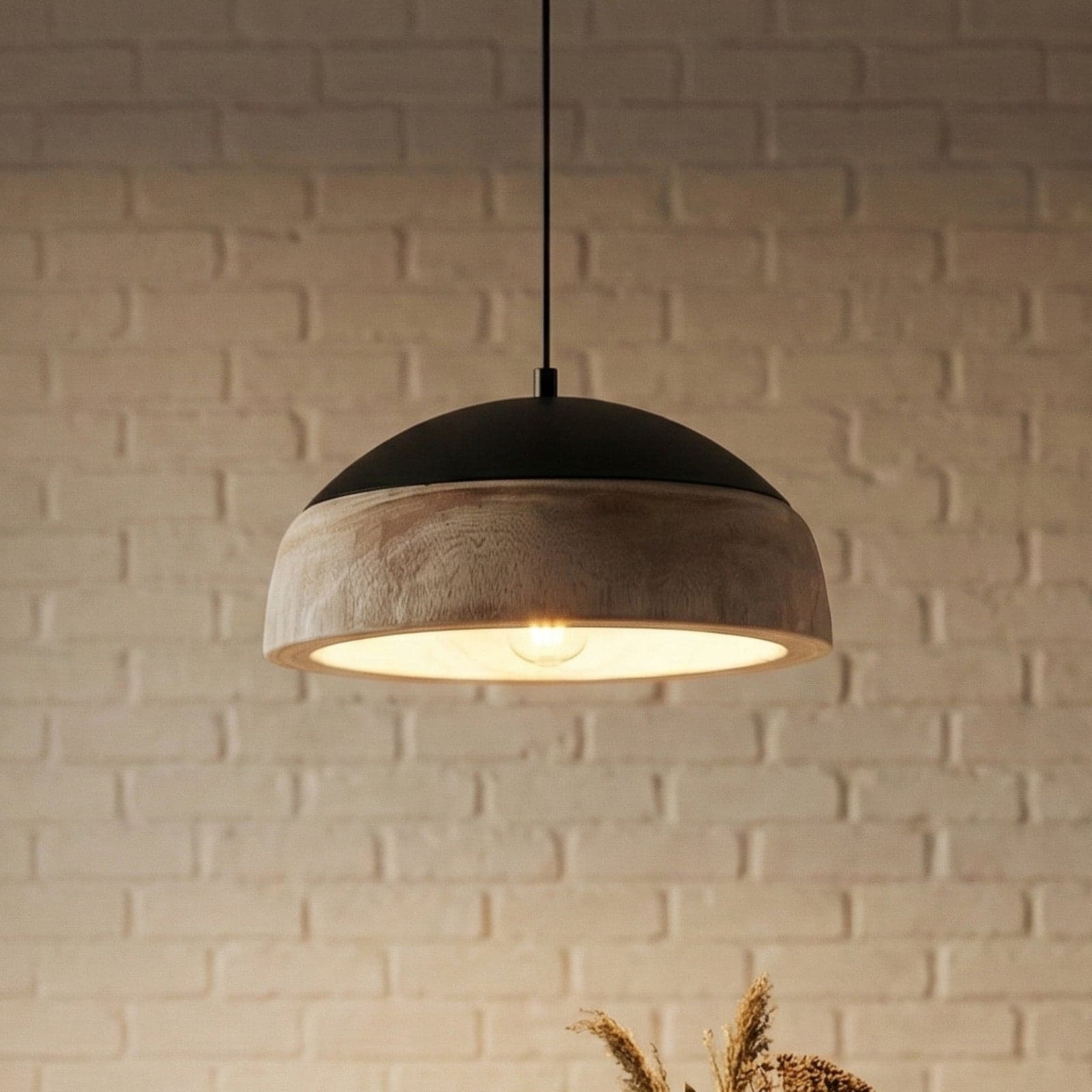 Leivar hengelampe, tre/svart, E27, Ø 35 cm - Lucande - Stue - Moderne - Med en lyskilde
