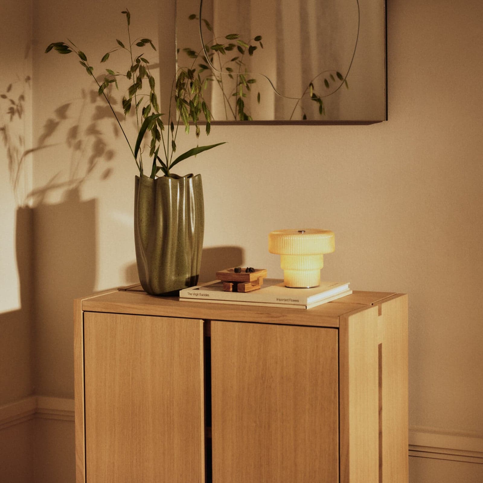 Ripple Portable bordlampe, kremfarget, 10 cm, glass - ferm LIVING - Stue - Med en lyskilde