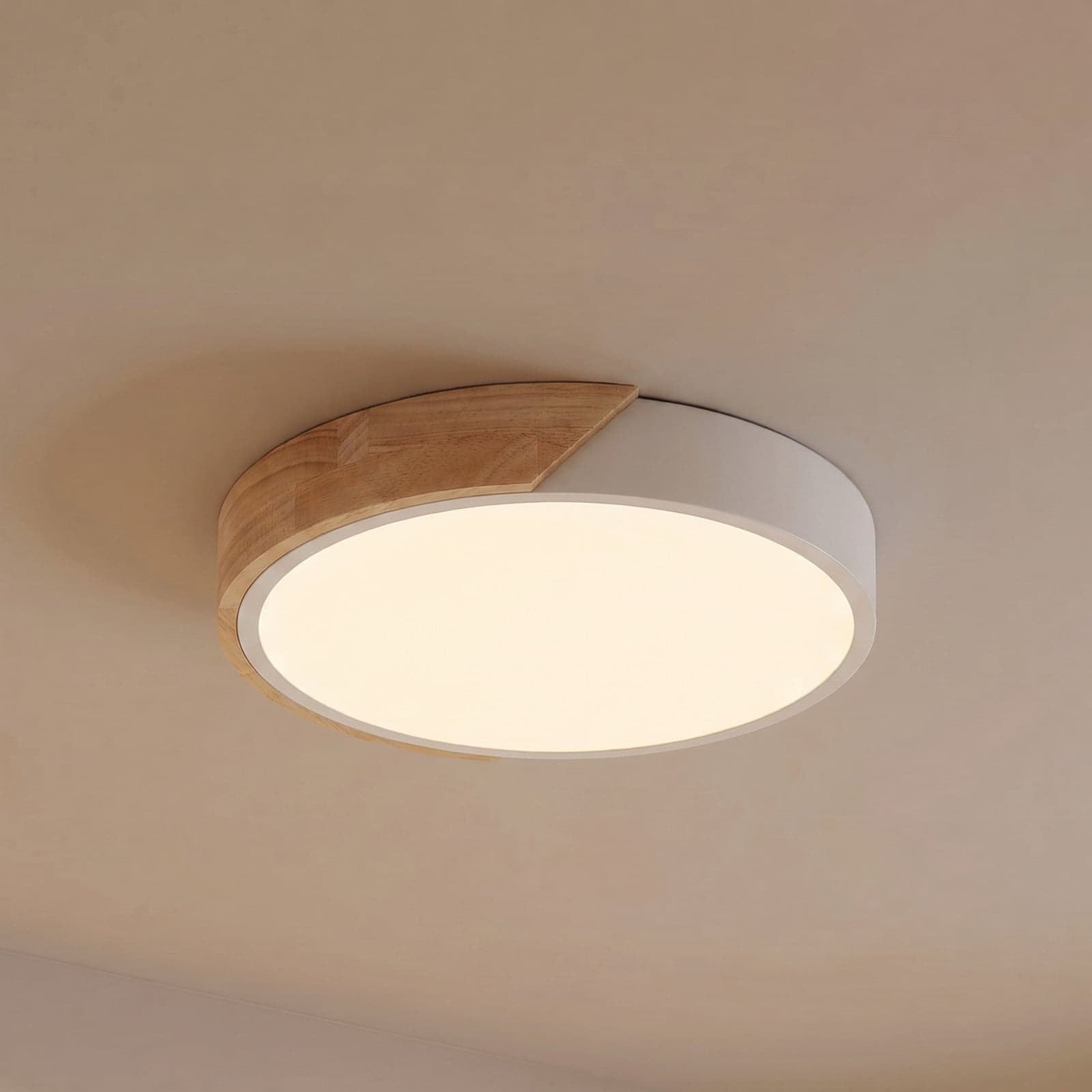 Lynorri LED-taklampe, Ø 31 cm, hvit, treimitasjon – PRIOS - Stue - Moderne - Plast - Rund