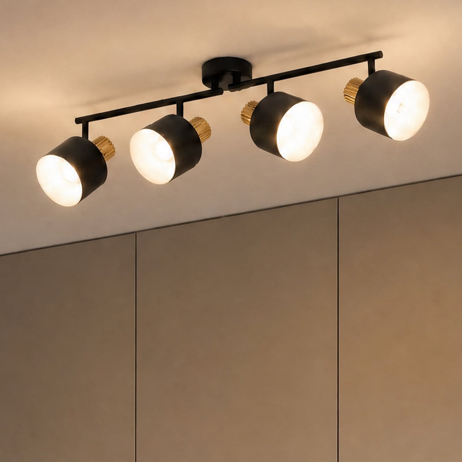 Lenja downlight, E14, svart/hvit, 4 lyskilder, metall – Lindby - Stue - Moderne - Med flere lyskilder