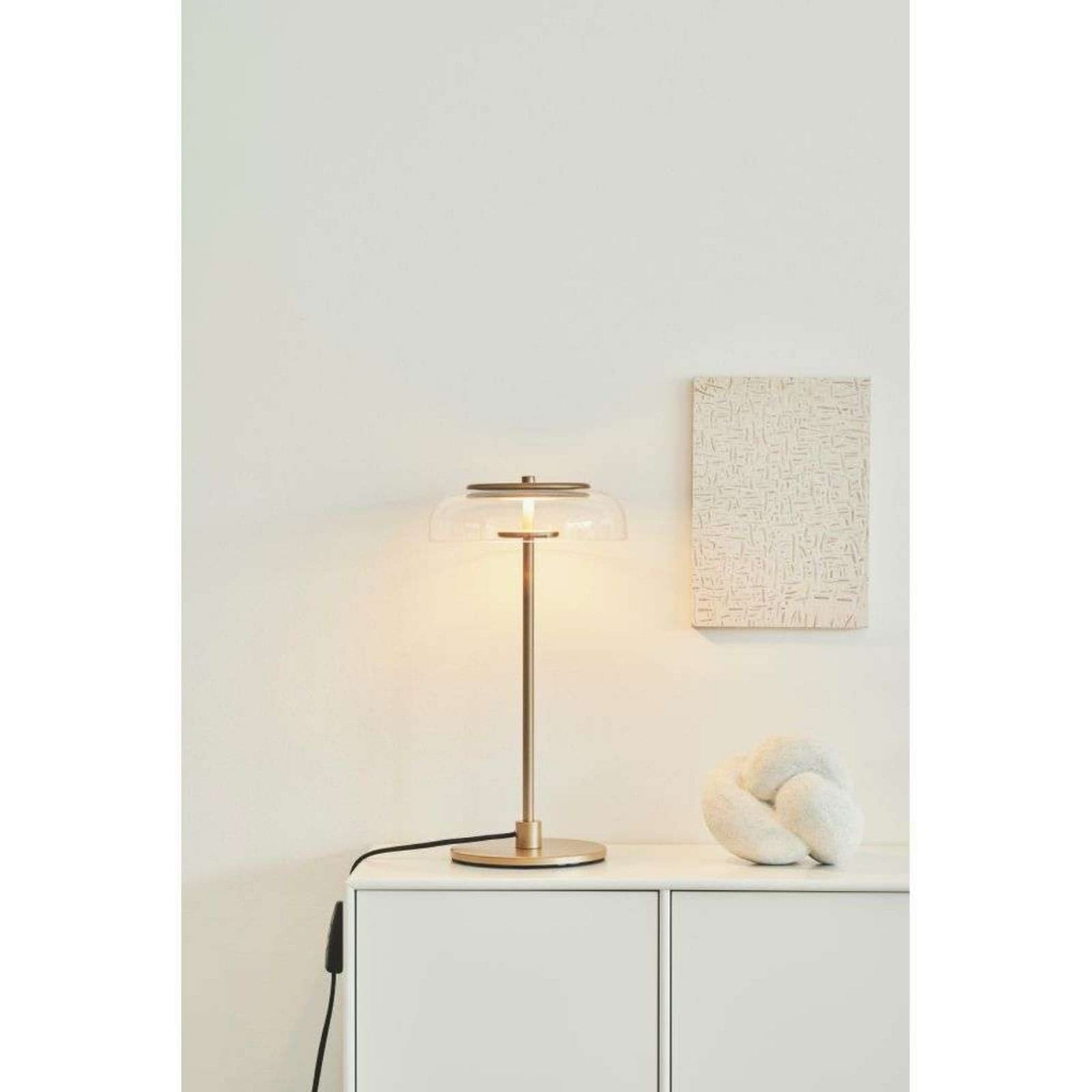 Blossi LED-bordlampe, høyde 43 cm, gullfarget/klar - Nuura Nuura Aps - Stue - Skandinavisk - Metall - Med skjerm