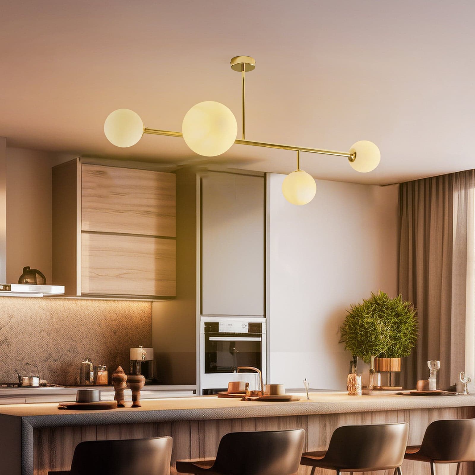 Dione taklampe, gullfarget, 4 lyskilder - ALDEX - Spisestue - Moderne - Metall - Med flere lyskilder
