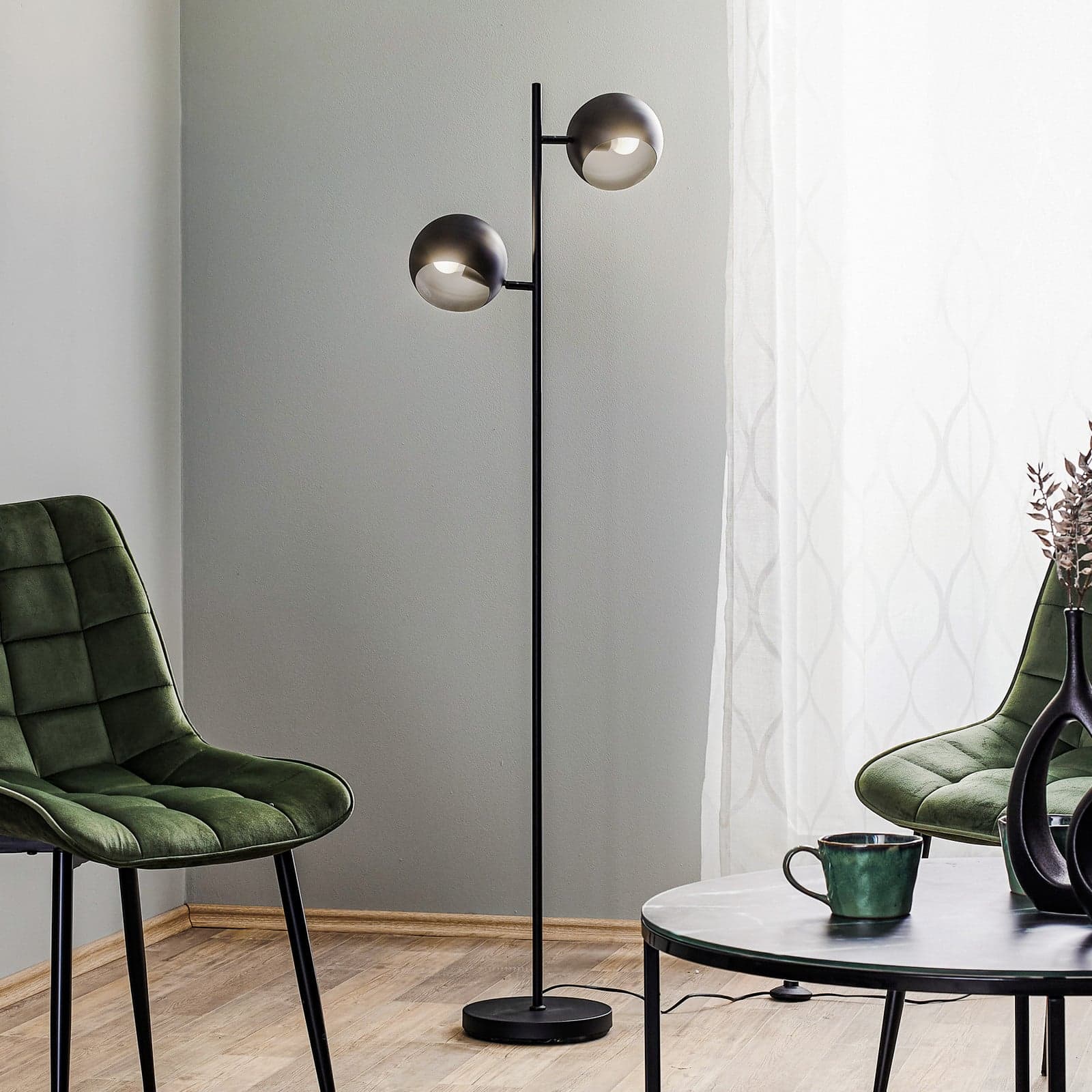 Edgar 2 Gulvlampe Svart - Markslöjd - Stue - Skandinavisk - Metall - Med skjerm