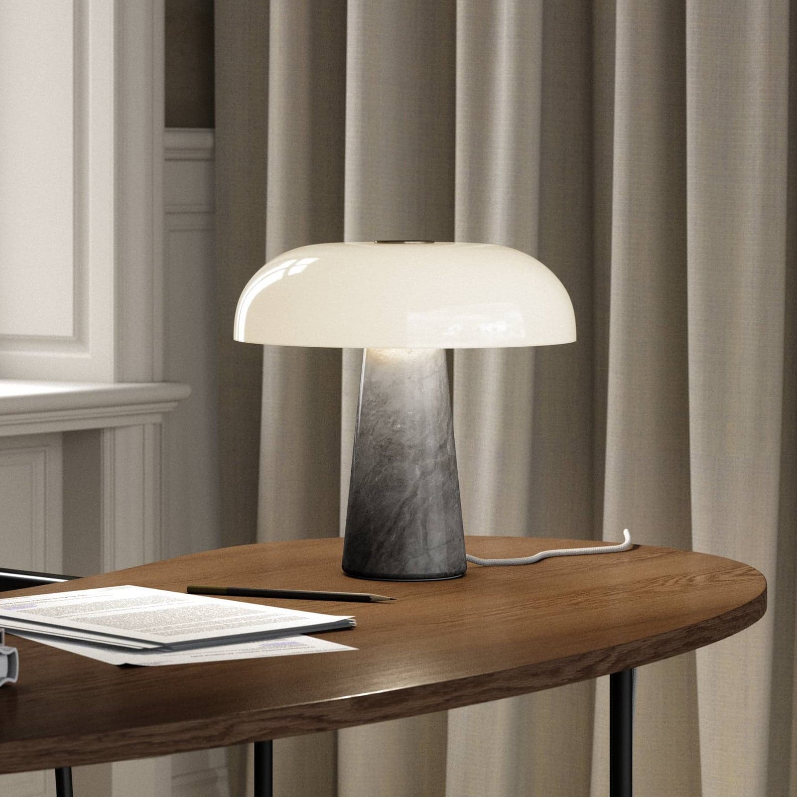 Glossy Bordlampe Grå - DFTP DFTP by Nordlux - Stue - Design - Stein - Med skjerm