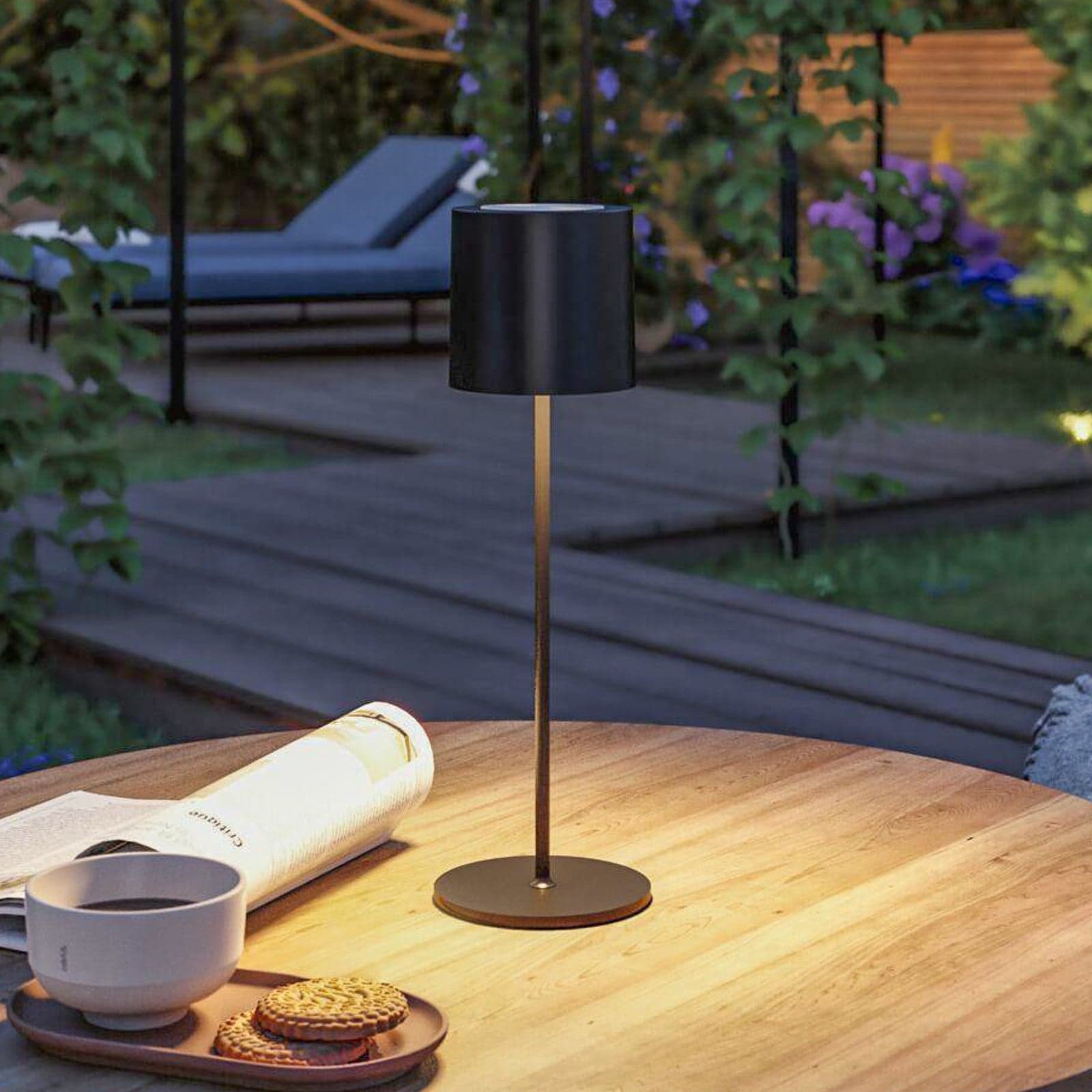 Tuni bærbar bordlampe IP44 matt svart – Paulmann - Stue - Moderne - Plast - Med en lyskilde