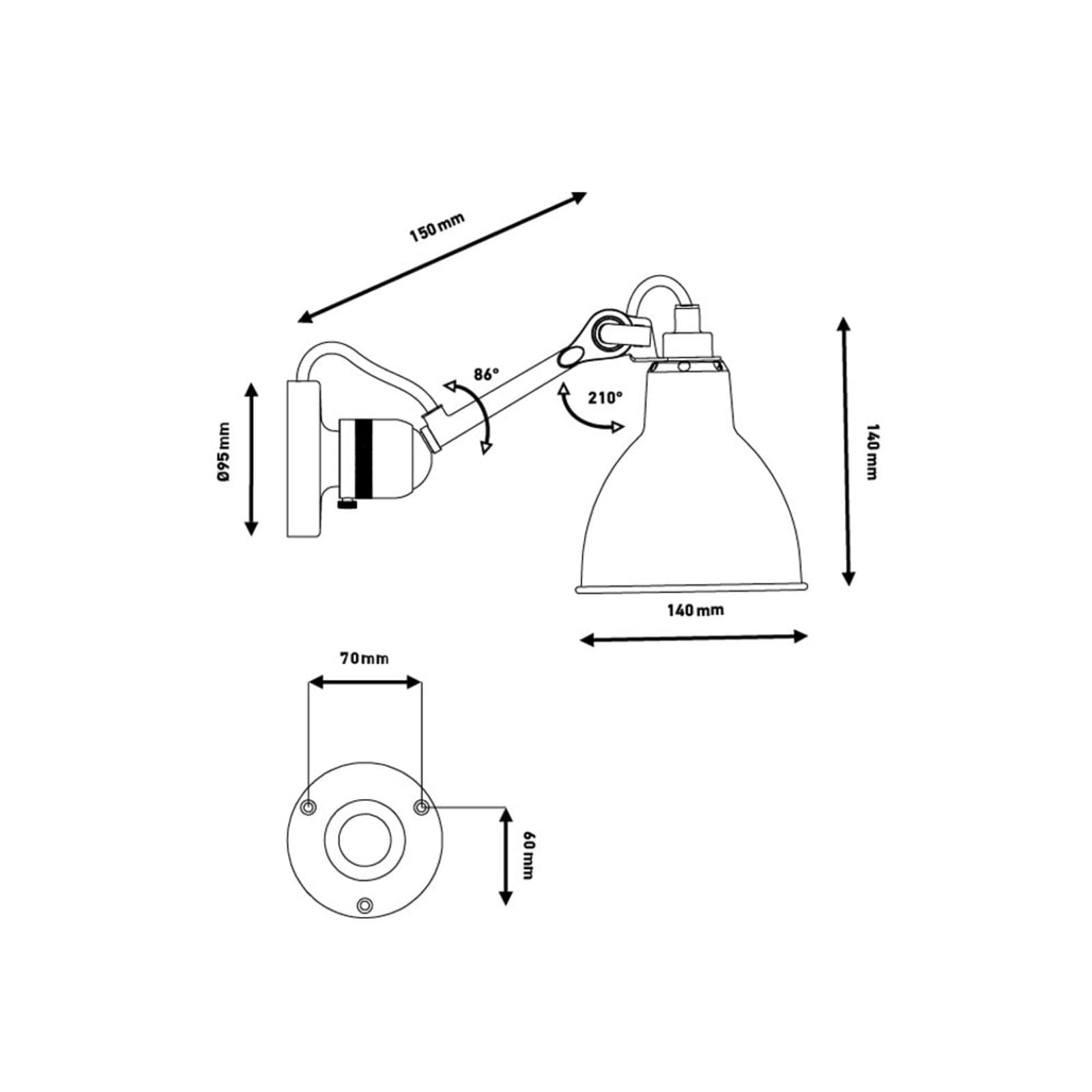 304 Vegglampe Gul - Lampe Gras - Stue - Design - Metall