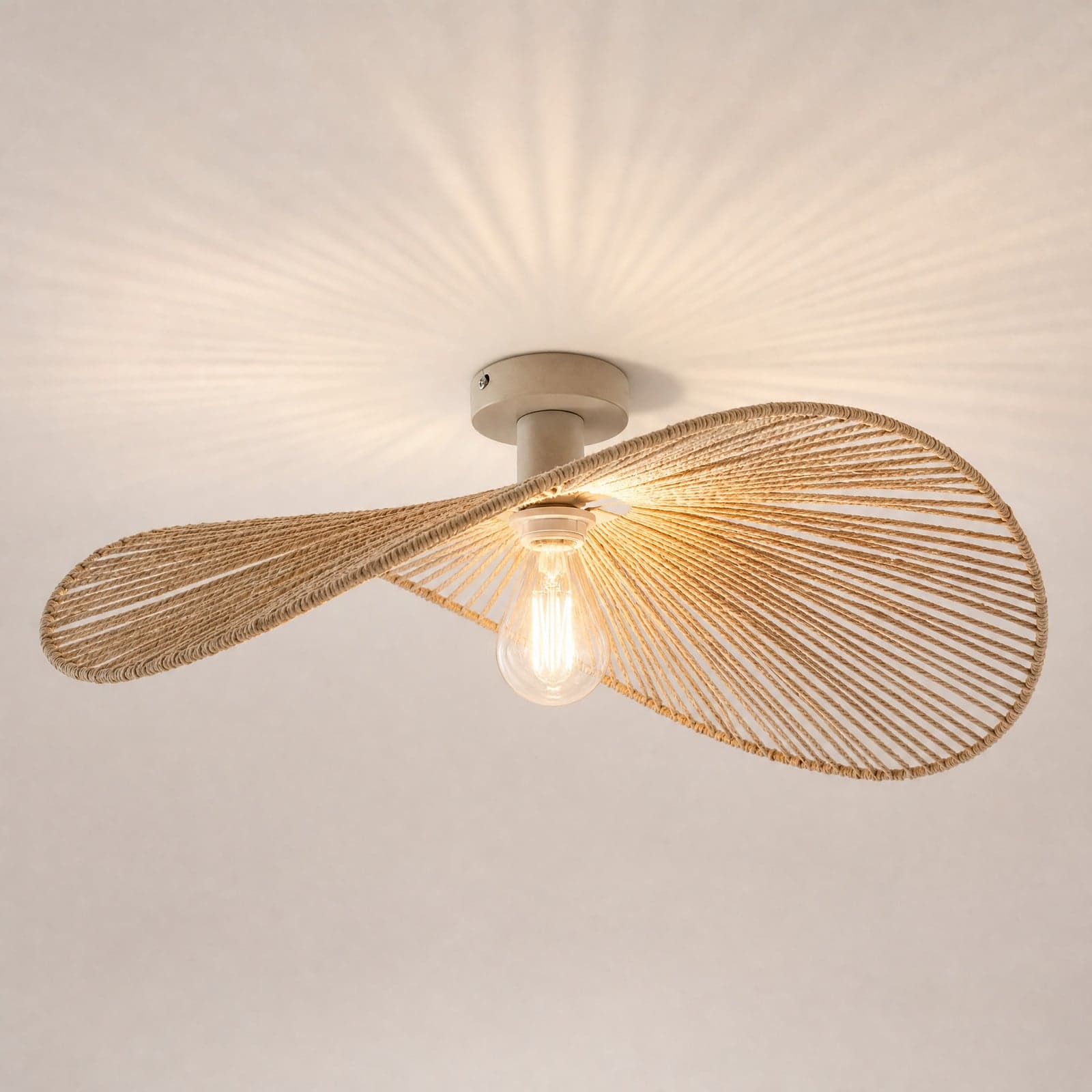 Valdorin taklampe, beige, 75 cm x 50 cm, papir, E27 – Lindby - Stue - Moderne - Papir / kartong - Med en lyskilde