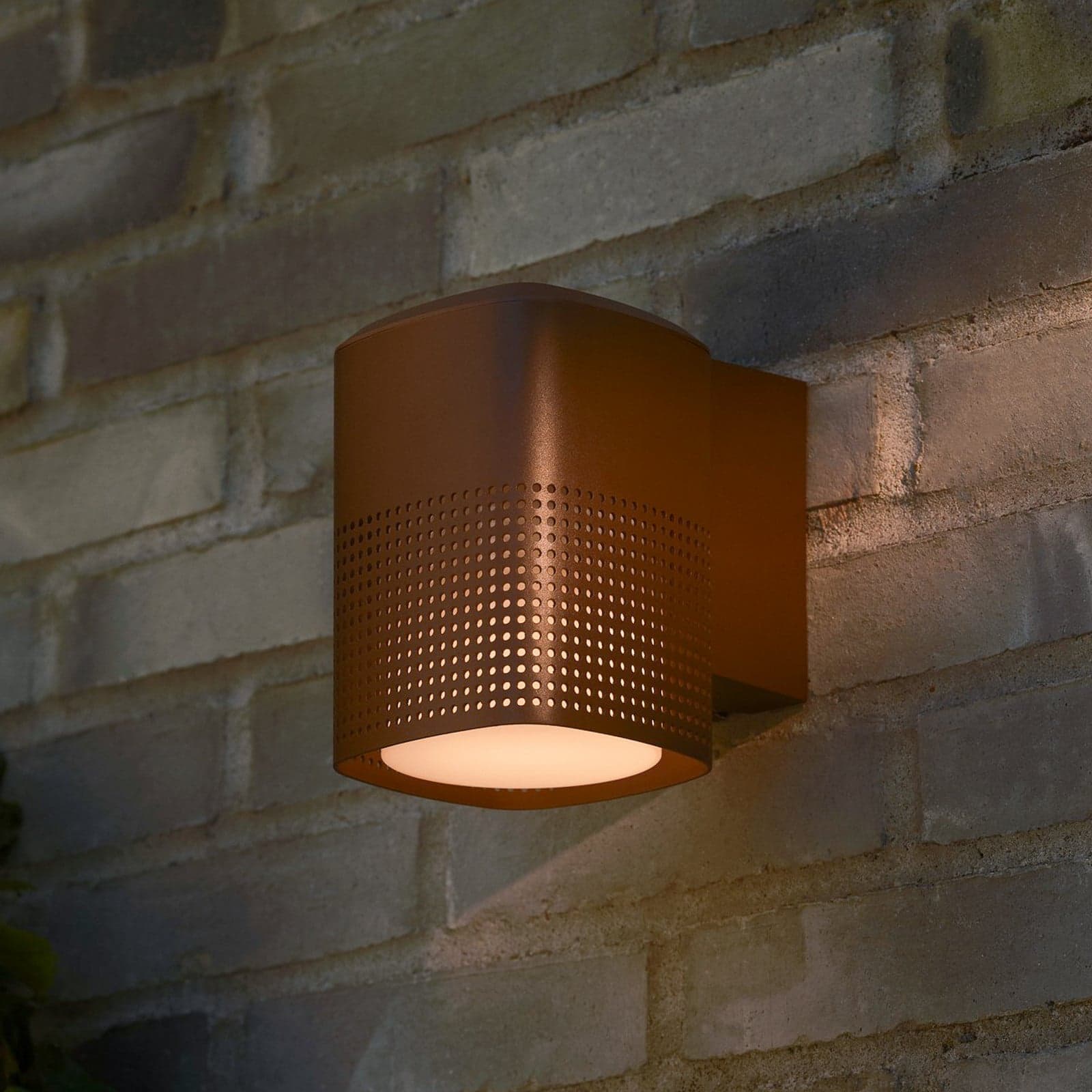 Sidara Seaside utendørs vegglampe, brun, P54, E27 – Nordlux - Balkong - Moderne - Aluminium - Med en lyskilde