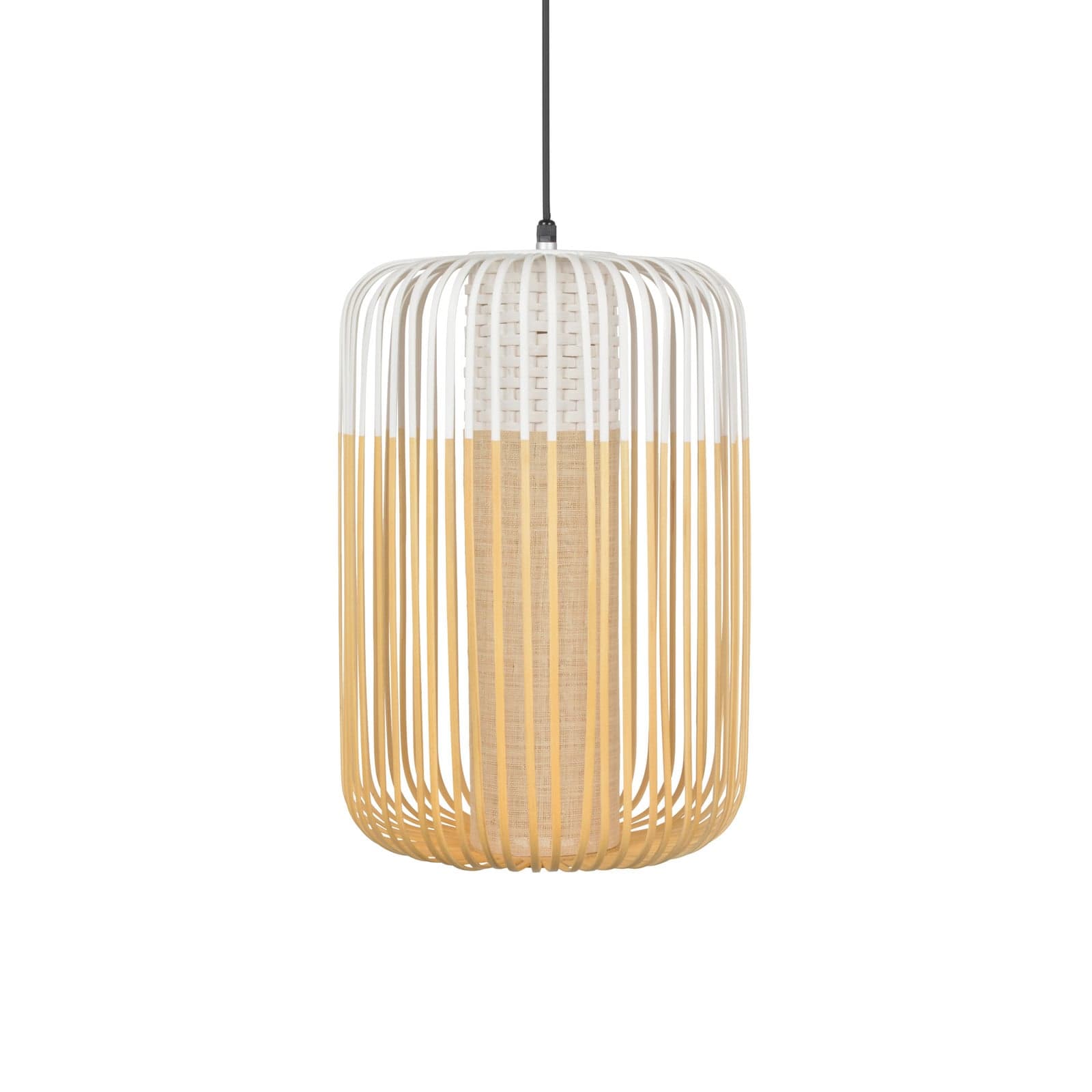 Bamboo Outdoor L hengelampe, hvit, IP44, E27 - Forestier - Terrasse - Design - Bambus - Med en lyskilde