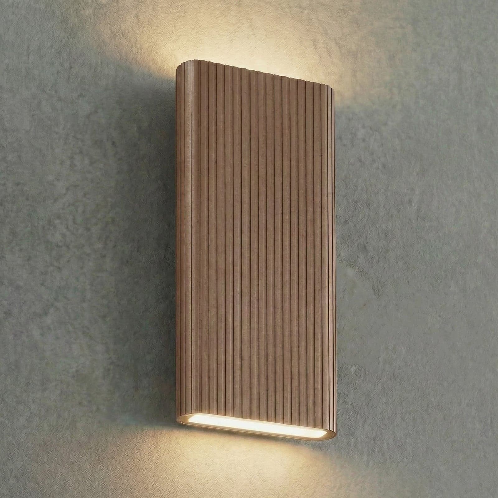 Raija utendørs LED-vegglampe, mørkebrun, 40 cm, CCT – Lucande - Moderne - Aluminium - Kantet