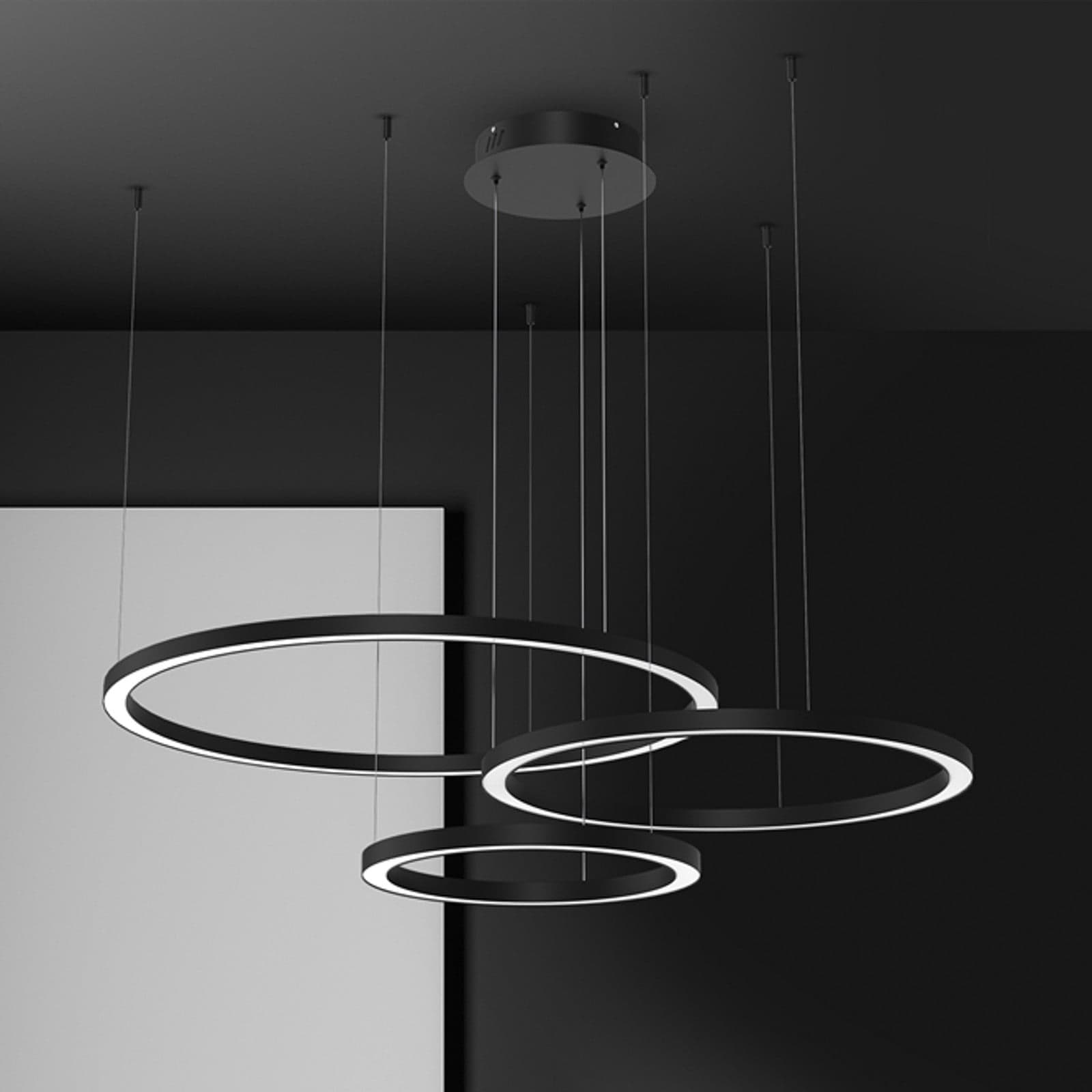 Galaxia LED-hengelampe 3 lyskilder svart 85 W plast Eko-Light - Stue - Moderne - Rund