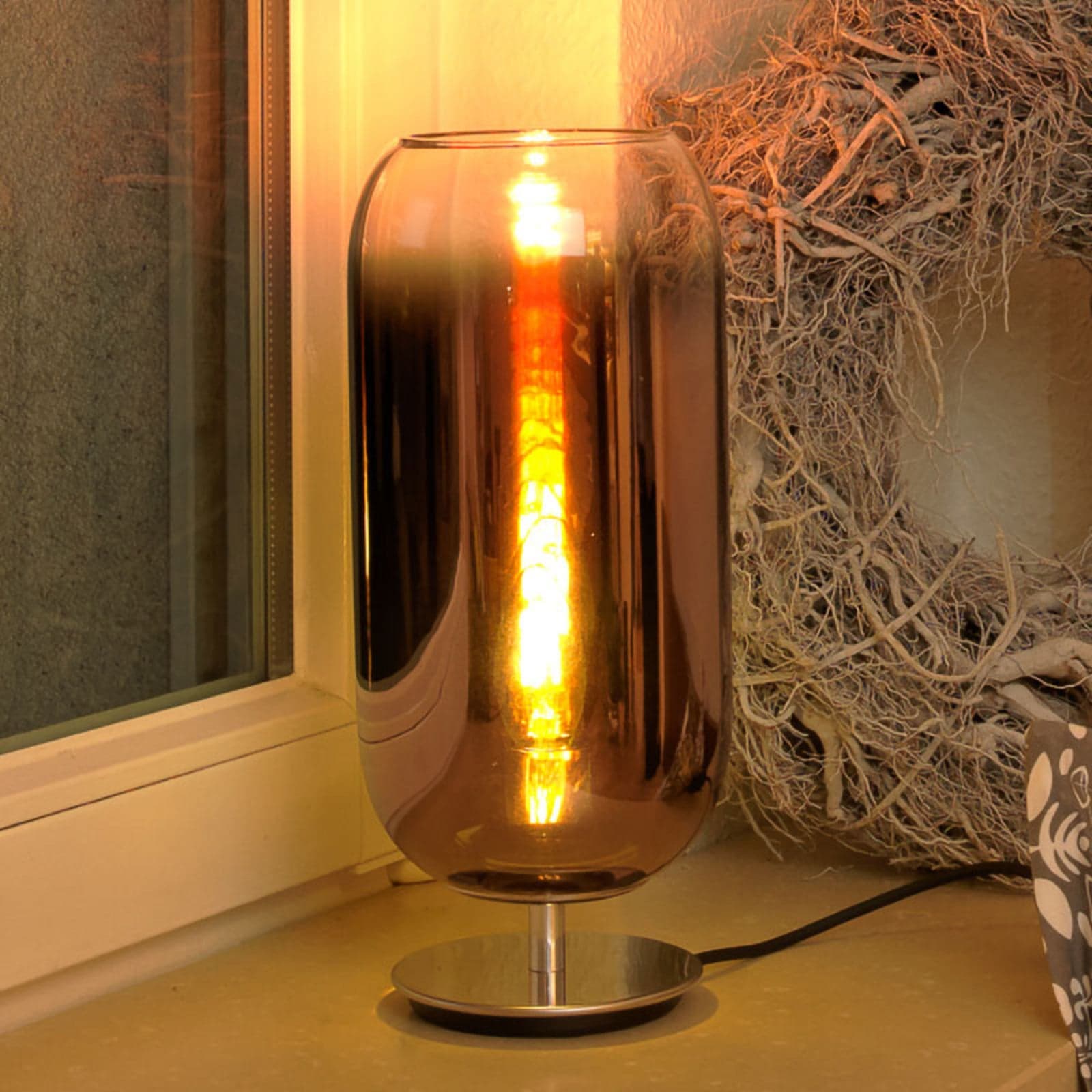 Gople Mini Bordlampe Copper - Artemide - Stue - Design - Glass - Med skjerm