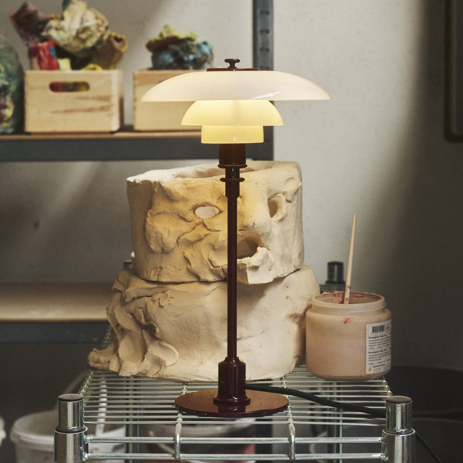 PH 2/1 bordlampe, Ø 20 cm, glansende burgunder – Louis Poulsen - Stue - Design - Glass - Med skjerm