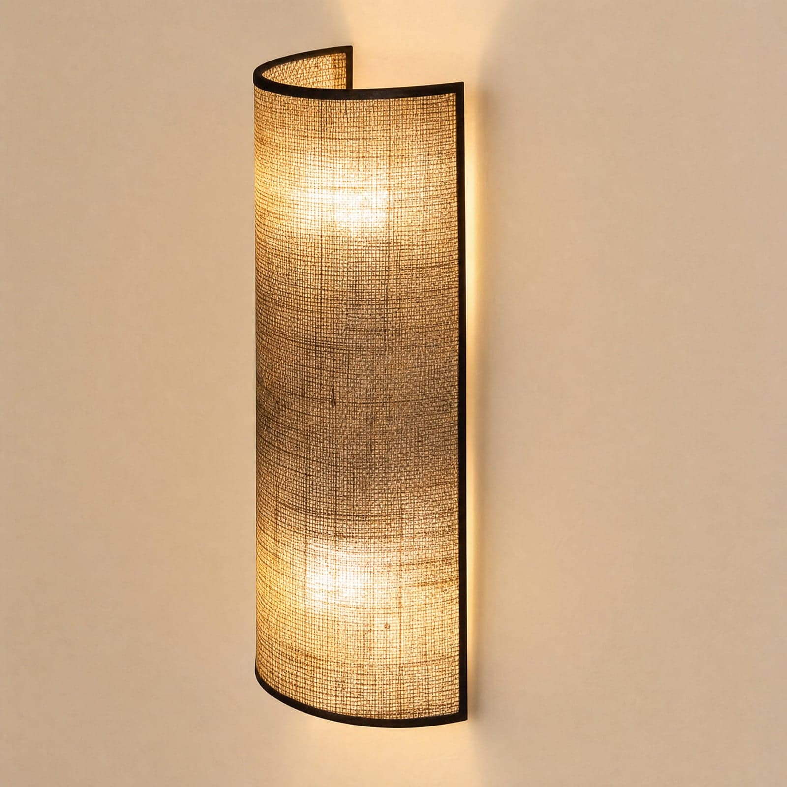 Nature vegglampe, jute/svart, høyde 40 cm, opp/ned – Duolla - Stue - Boho - Stoff / Tekstil - Med flere lyskilder