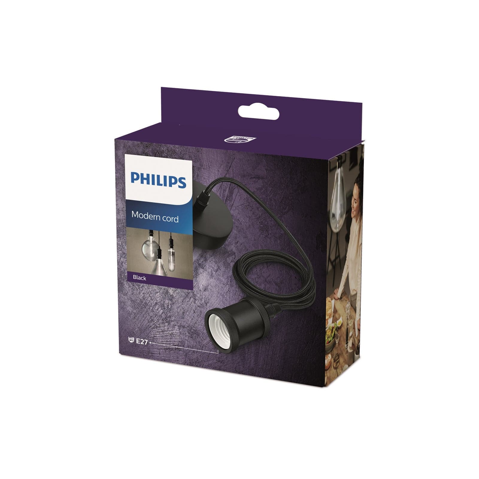 Vintage hengelampe, svart, E27-fatning – Phillips Philips - Stue - Moderne - Metall - Med en lyskilde